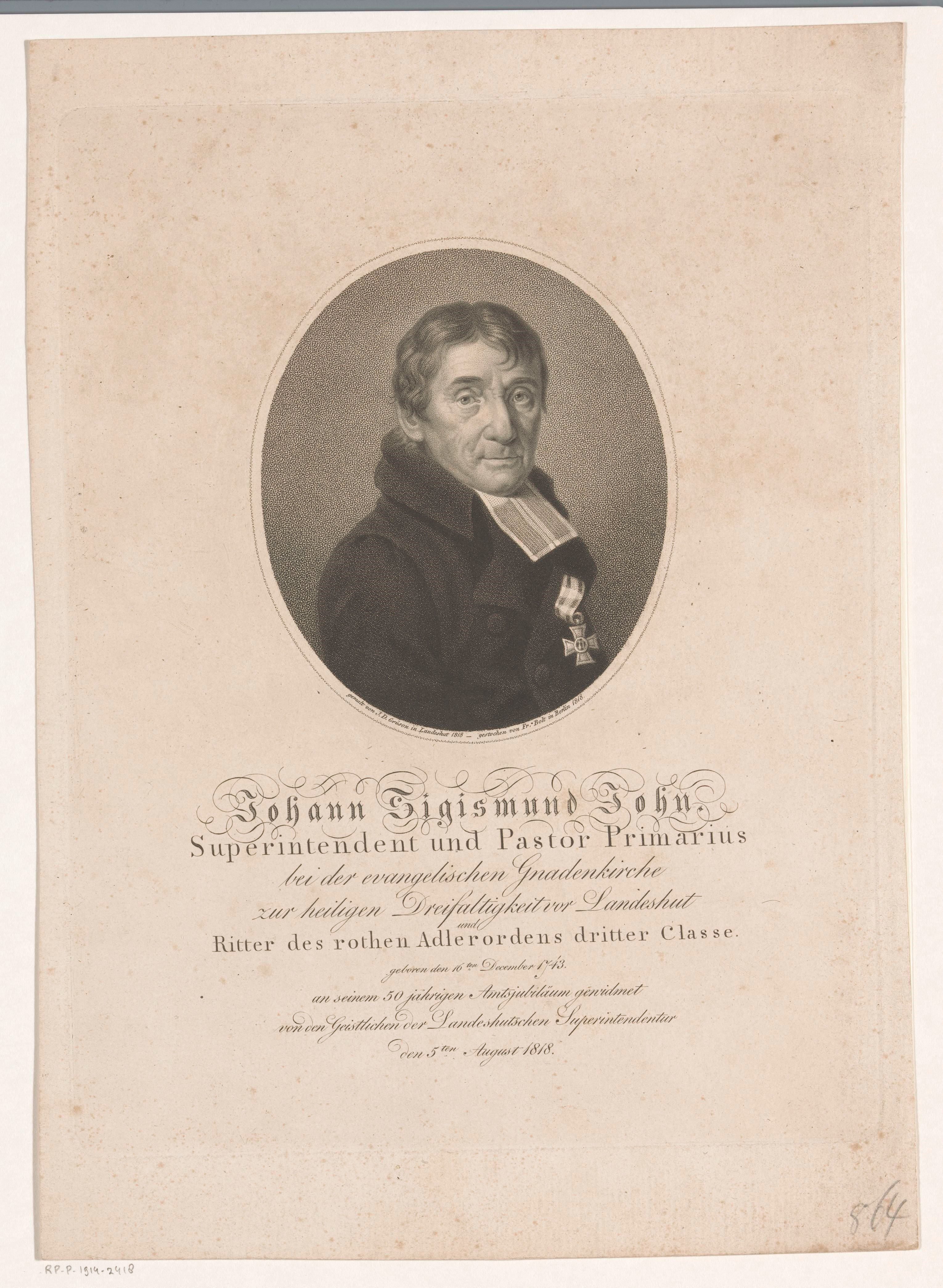 Portret van Johann Sigismund John