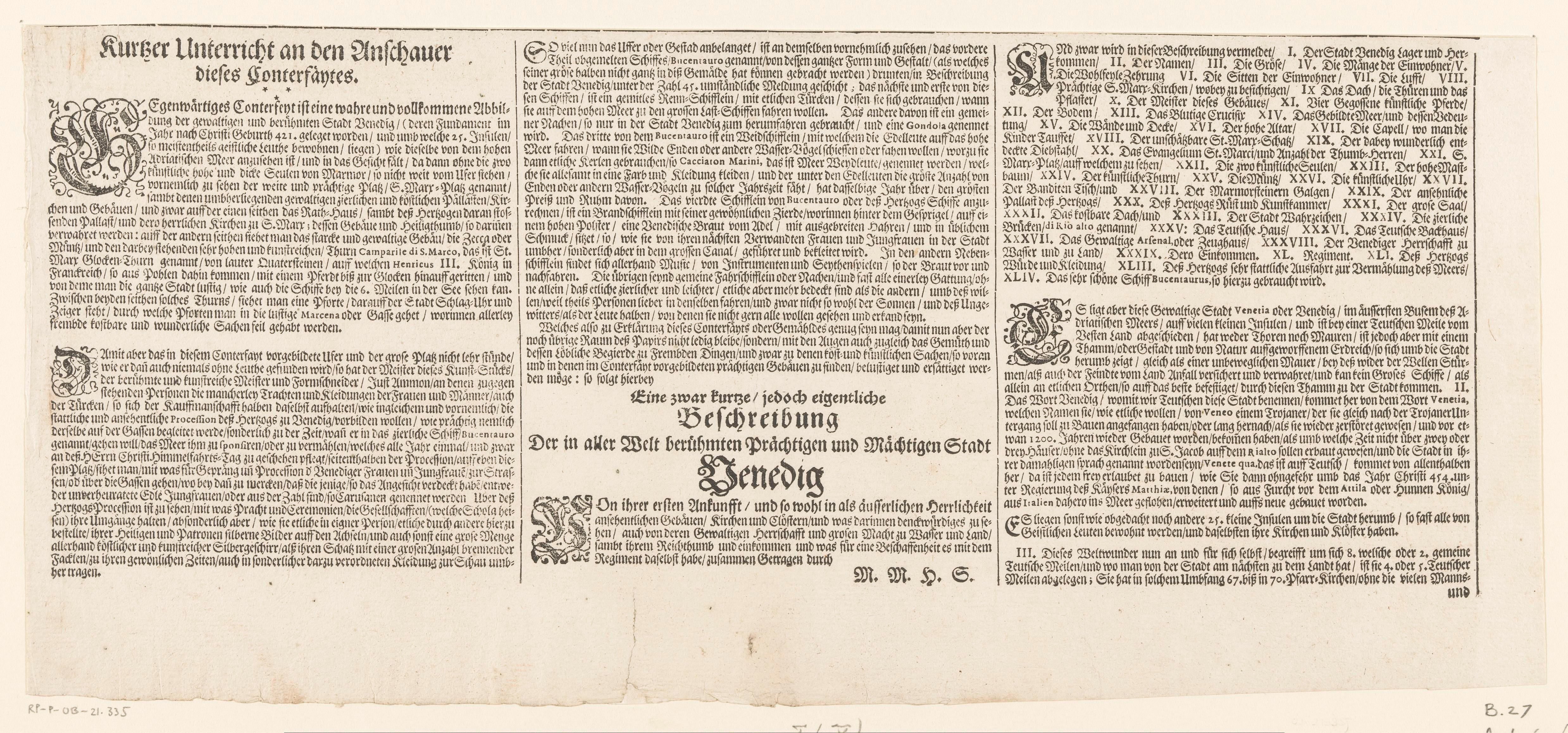 Onderschrift van de Festa della Sensa (eerste gedeelte)