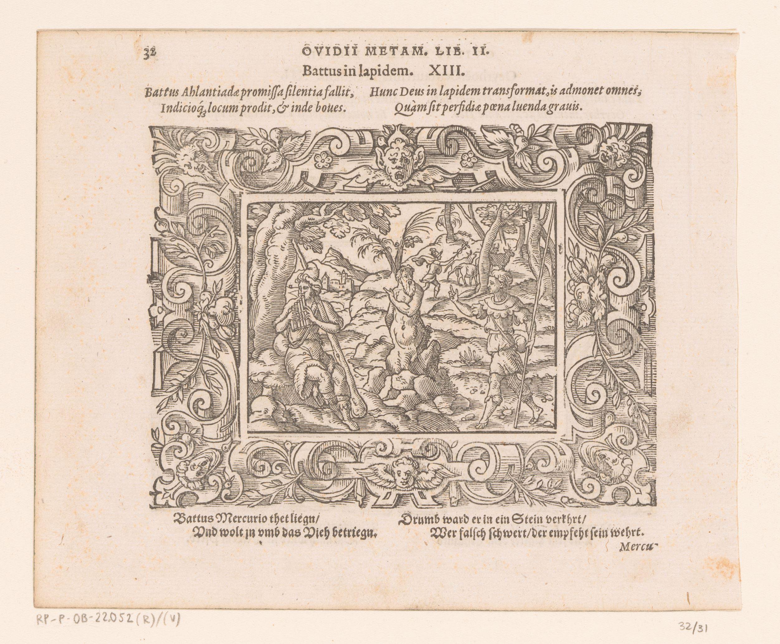 Mercurius verandert Battus in een steen
