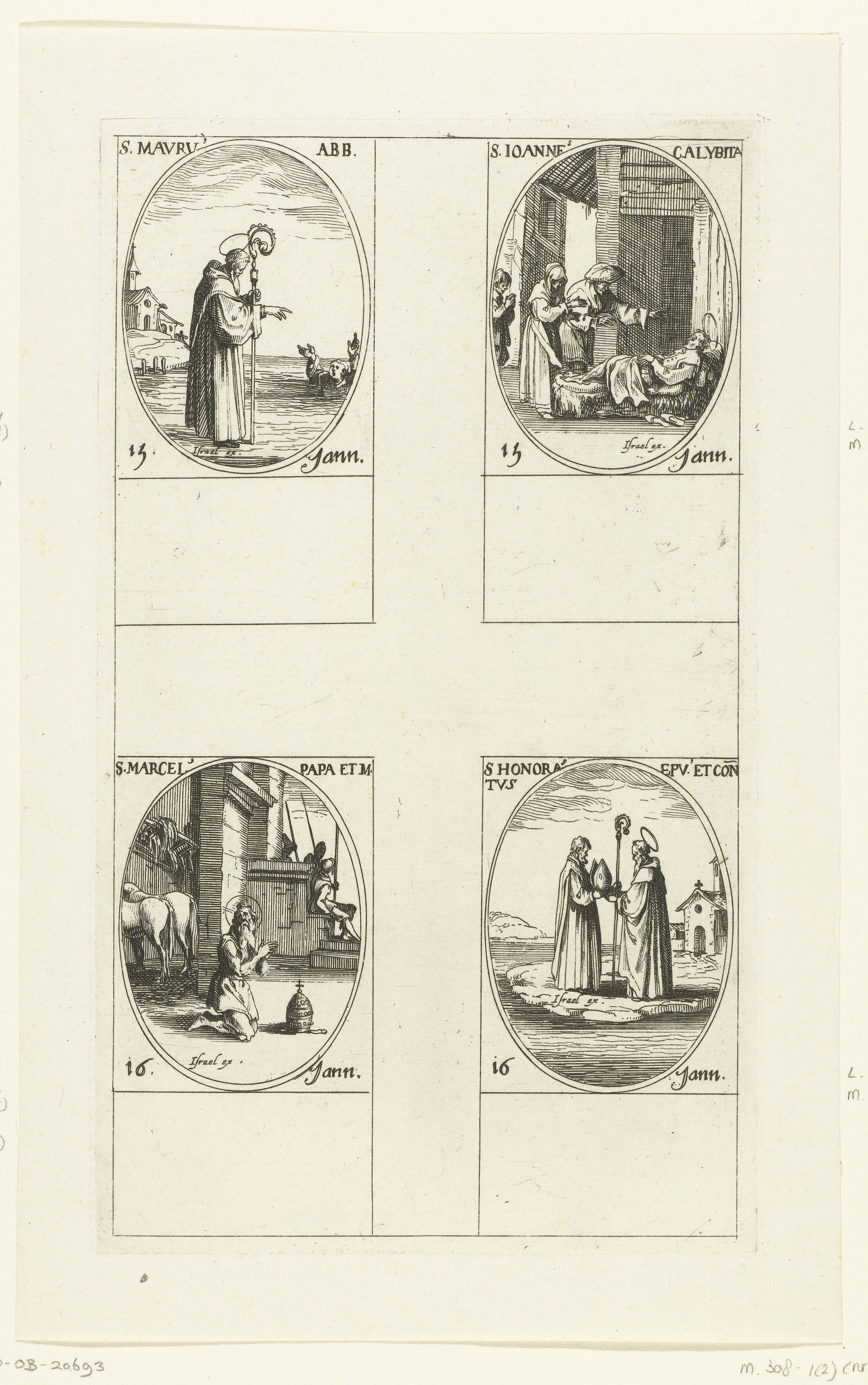 Heilige Maurus, Heilige Johannes Calabytes, Heilige Marcellus I, Heilige Honoratus (15-16 januari)