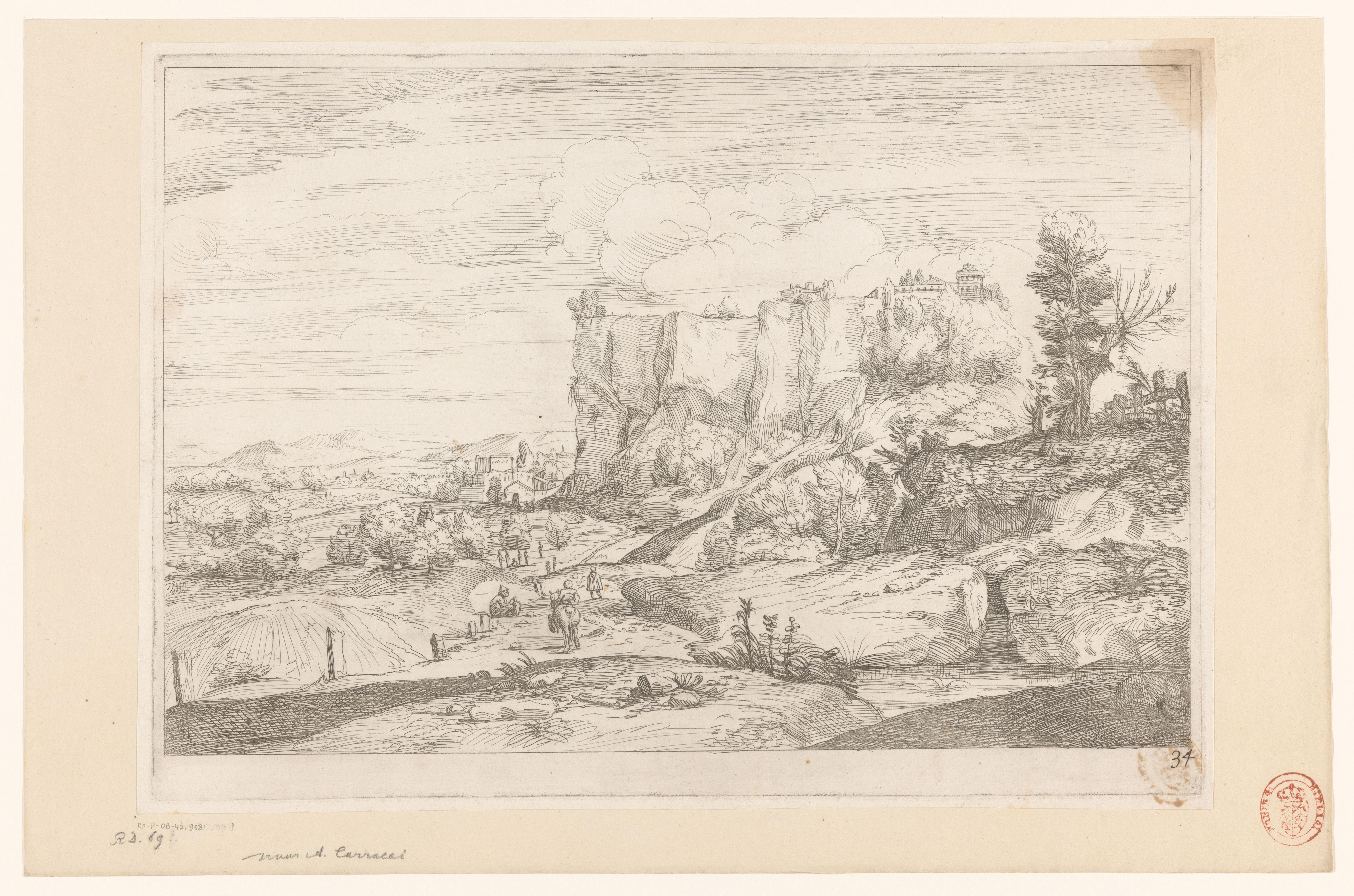 Landschap met steile heuvel