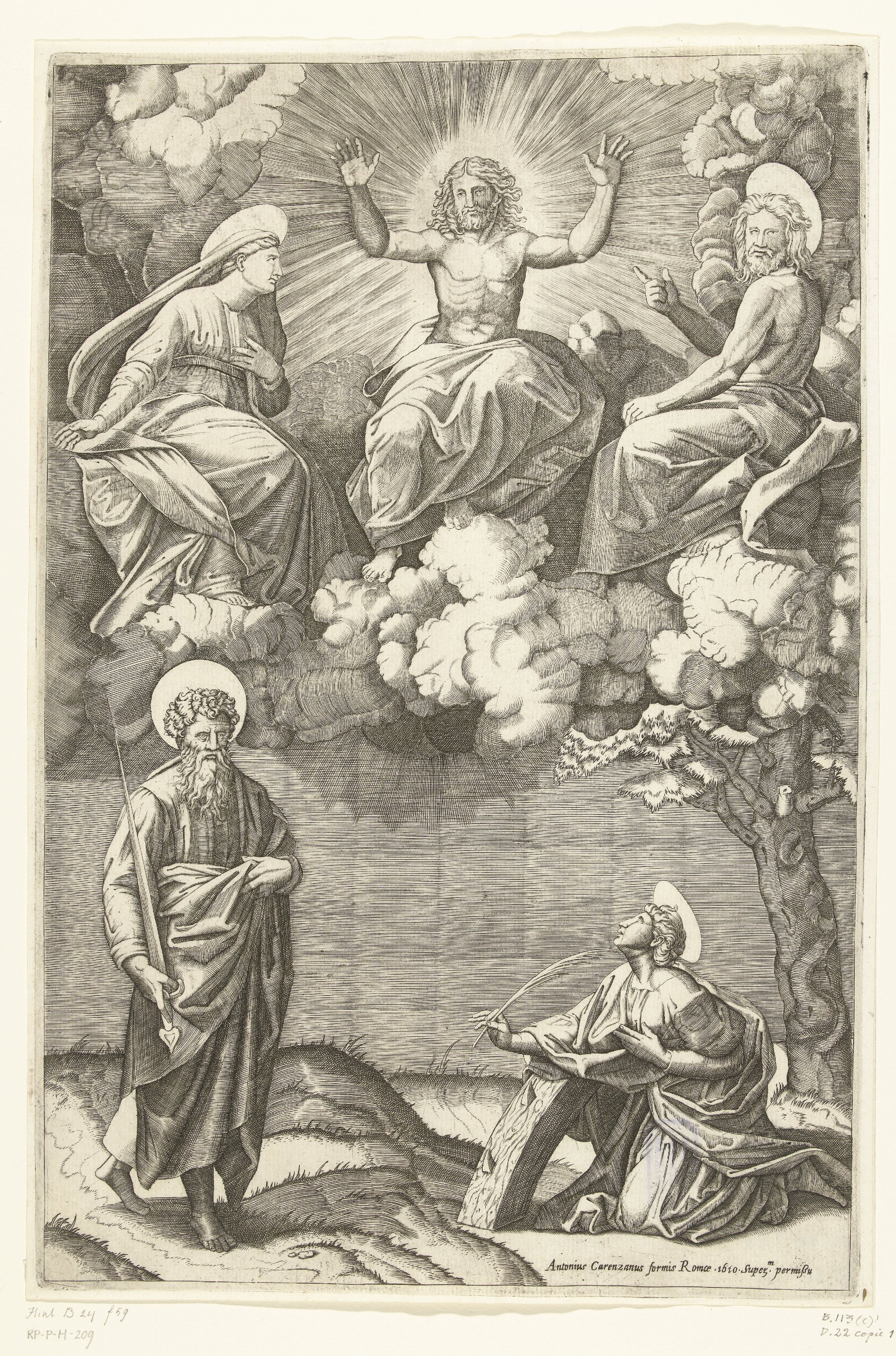 Christus en Maria en Johannes de Doper met heiligen Paulus en Catharina van Alexandrië
