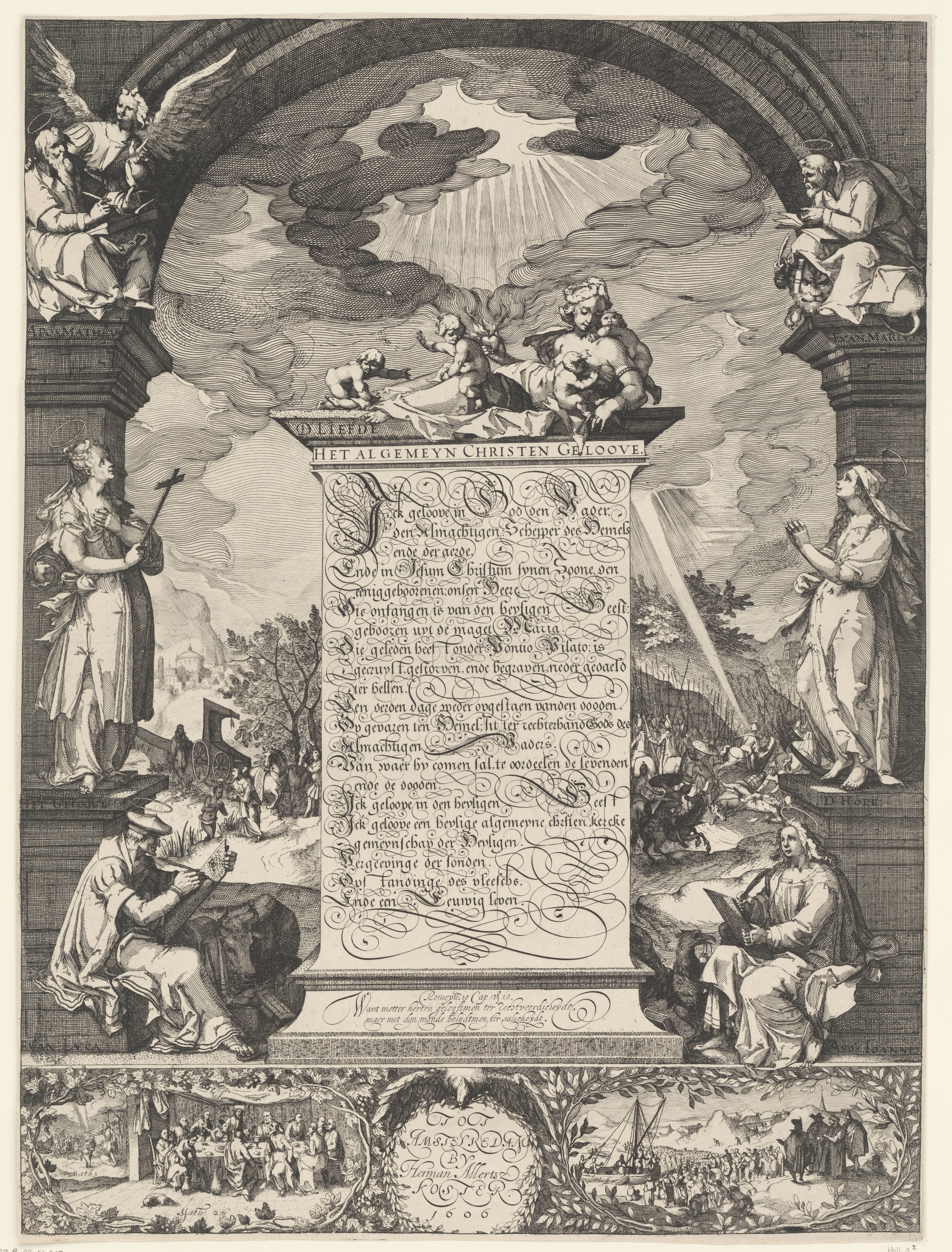 Allegorie op de geloofsbelijdenis met de vier evangelisten