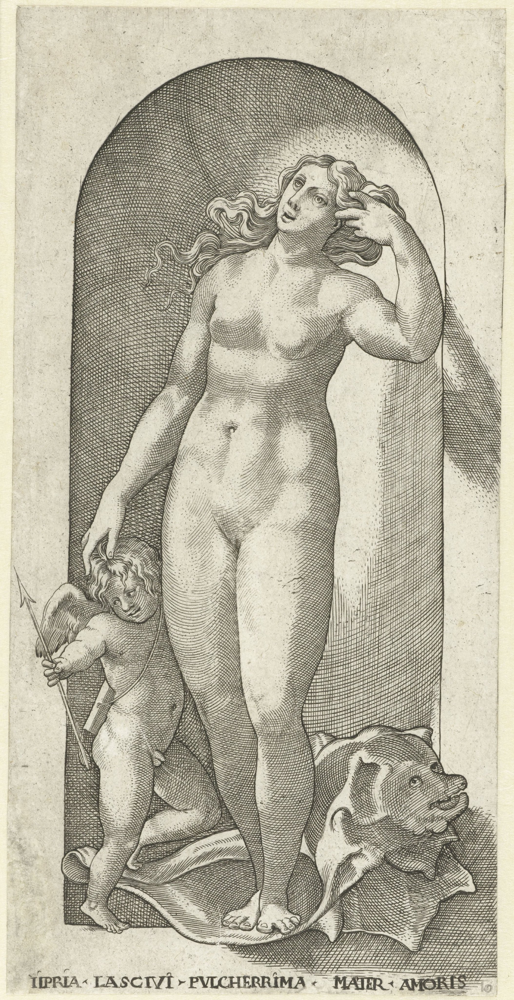 Venus en Amor met een schelp