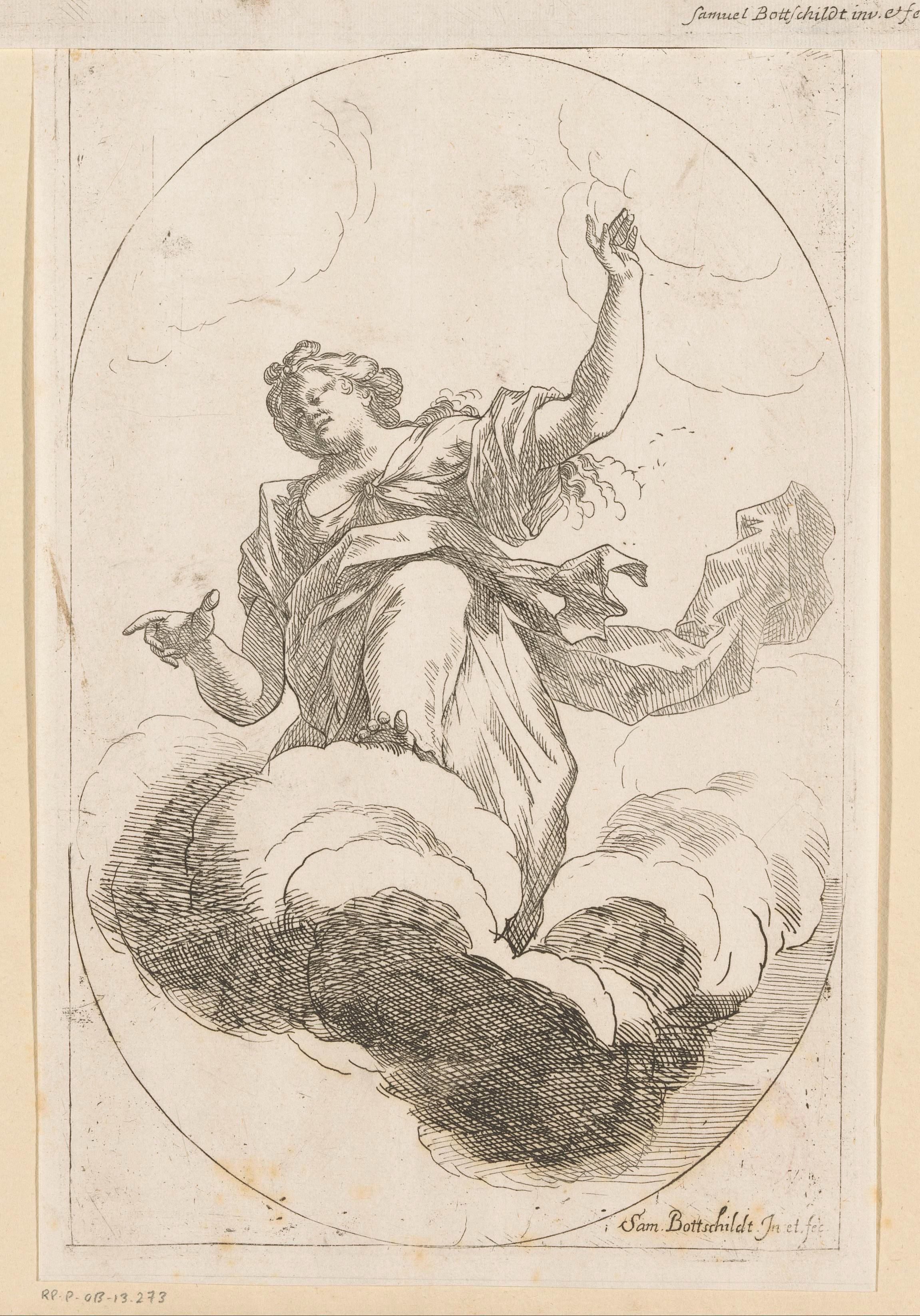 Vrouwenfiguur op een wolk