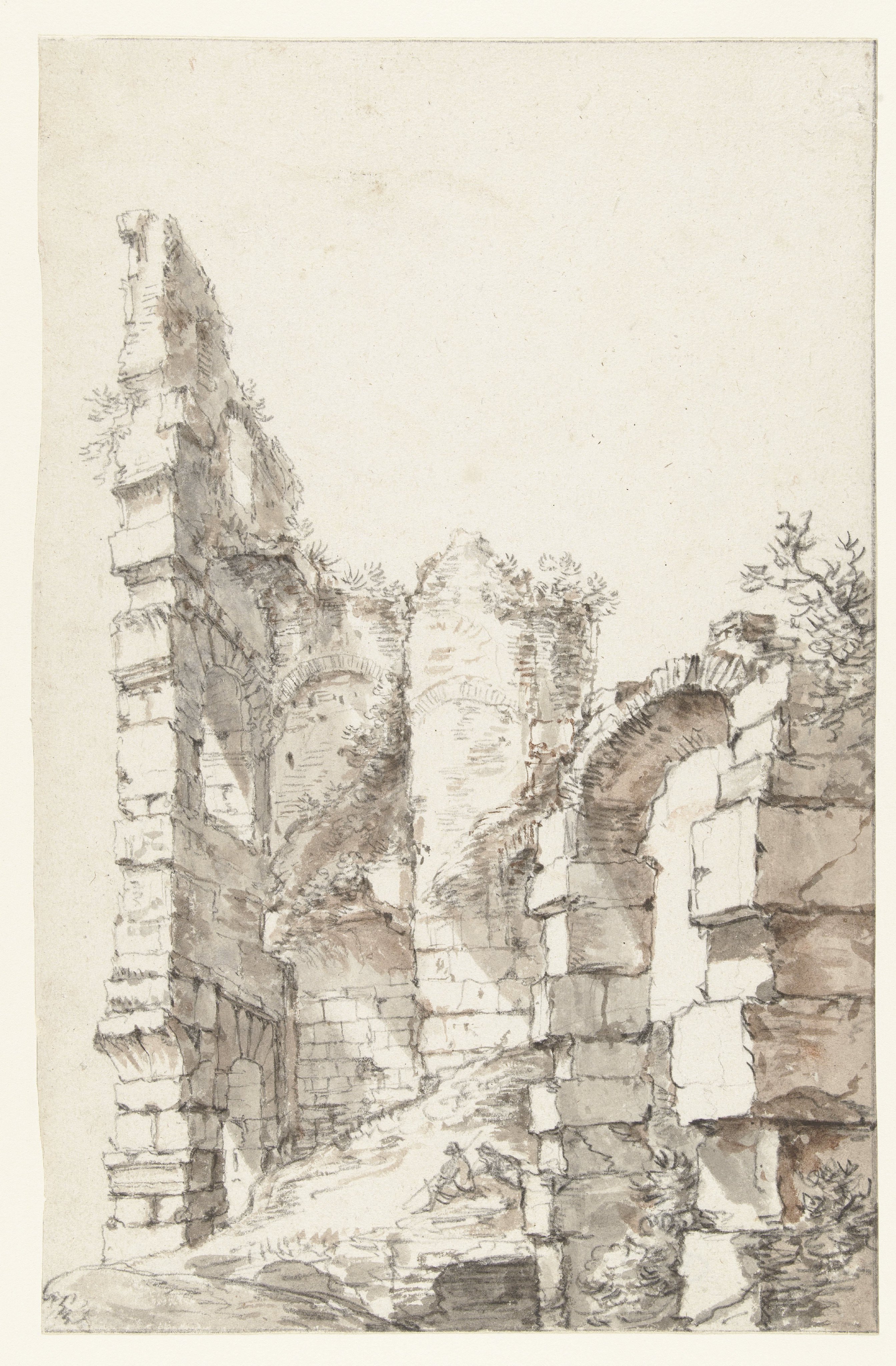 View of the Ruins of the Colosseum, Rome, with Two Seated Figures