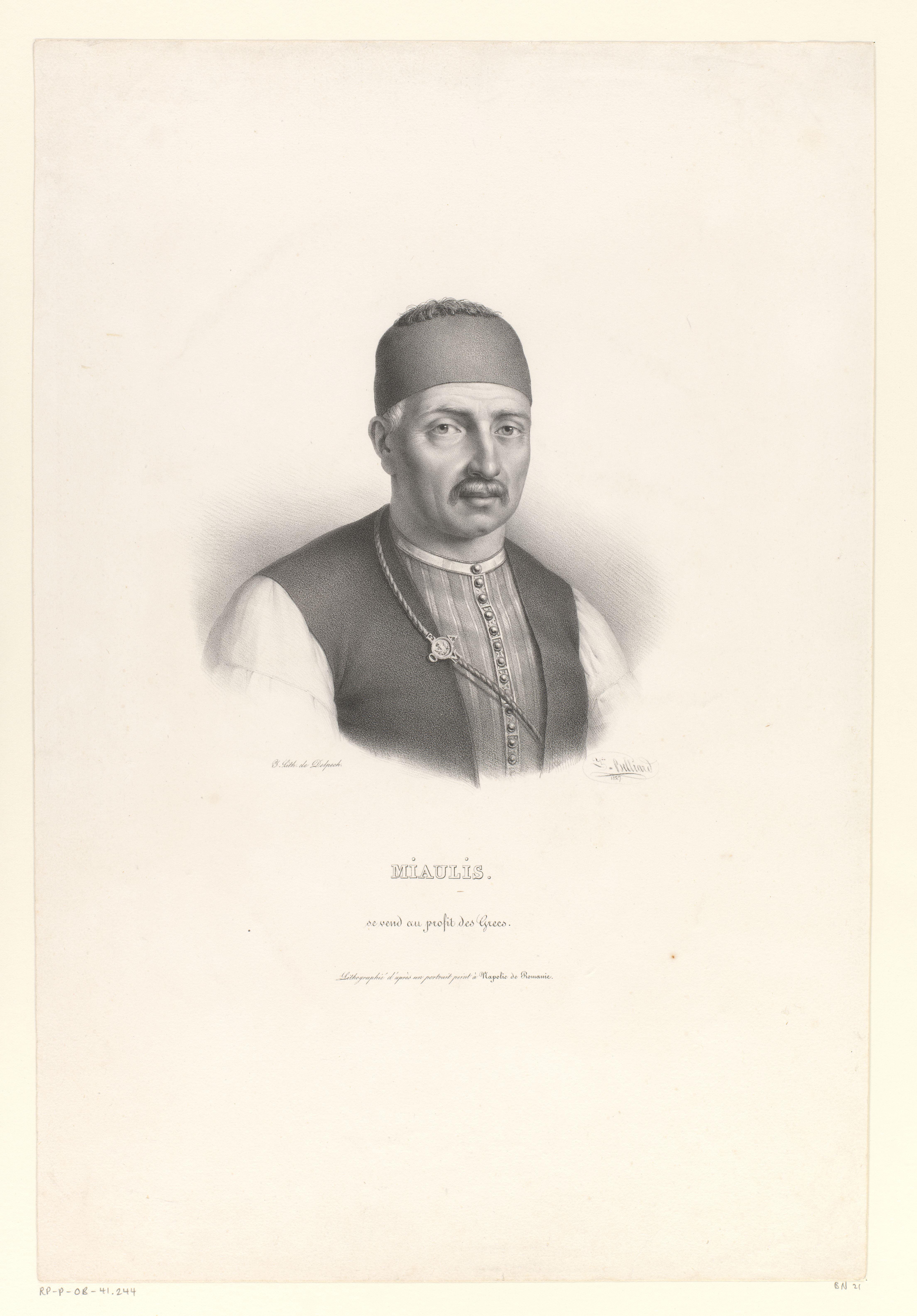Portret van de admiraal en politicus Andreas Miaoulis