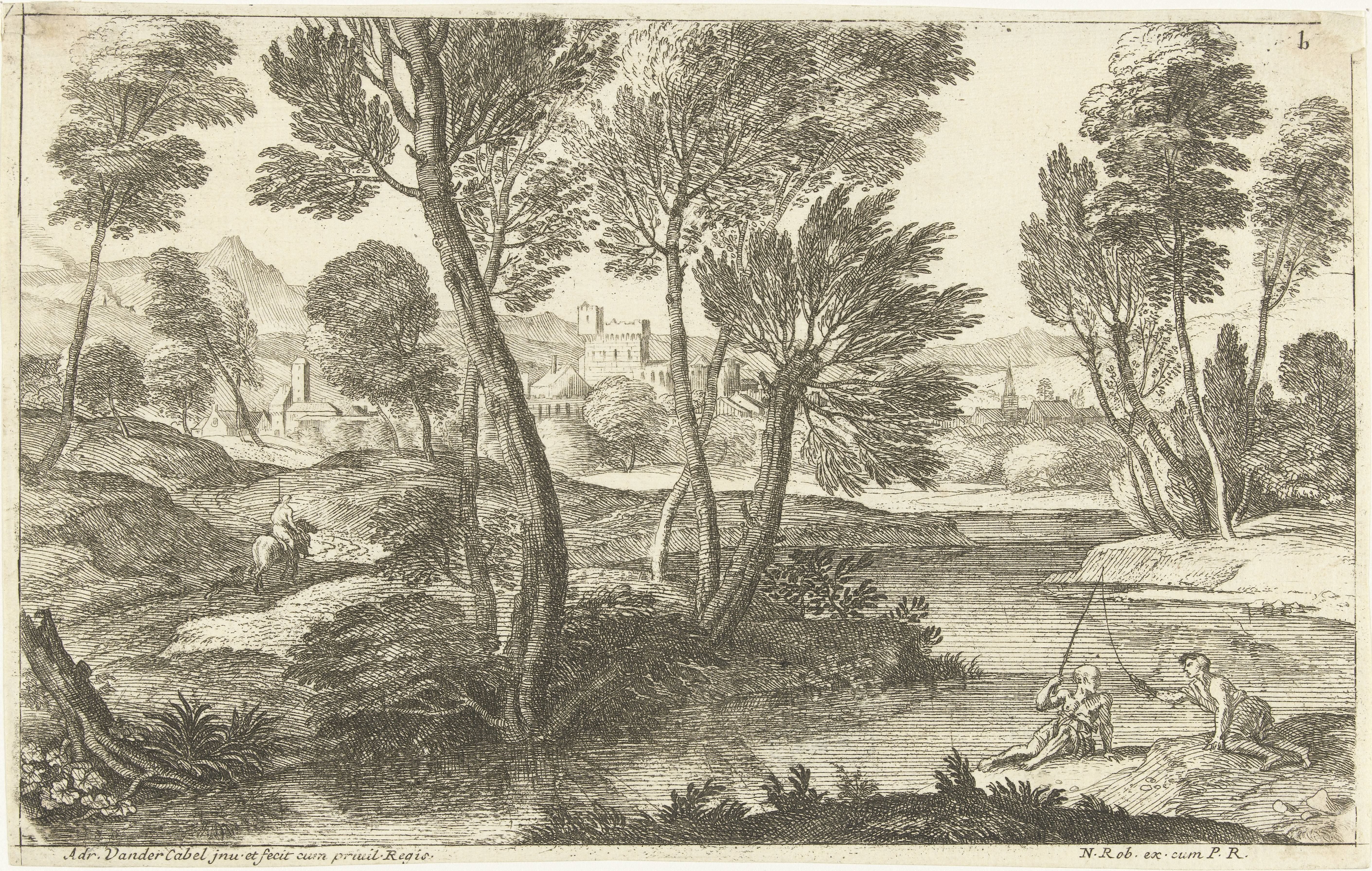 Landschap met twee vissers