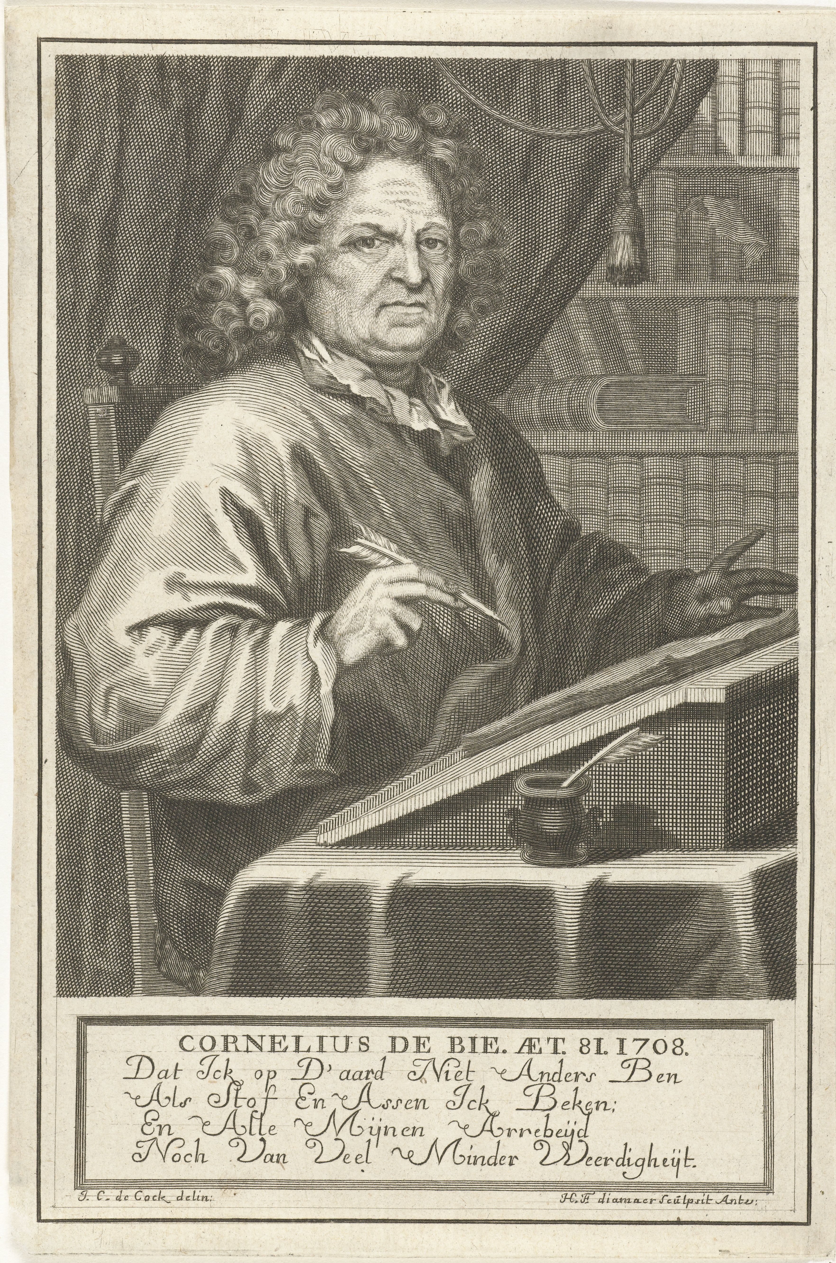 Portret van Cornelis de Bie op 81-jarige leeftijd