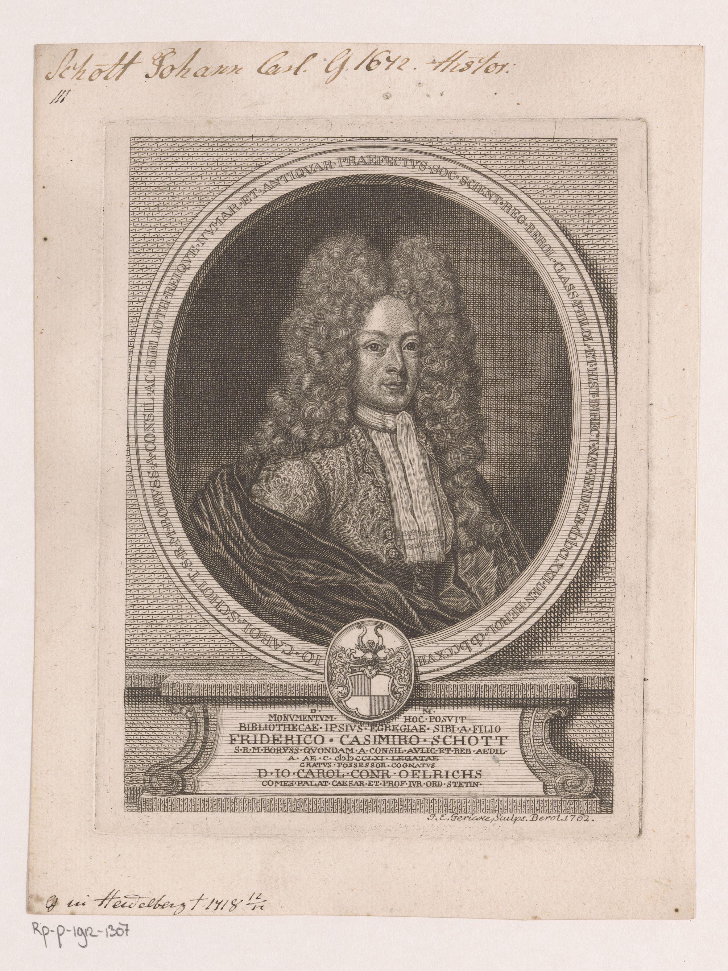 Portret van Johann Carl Schott