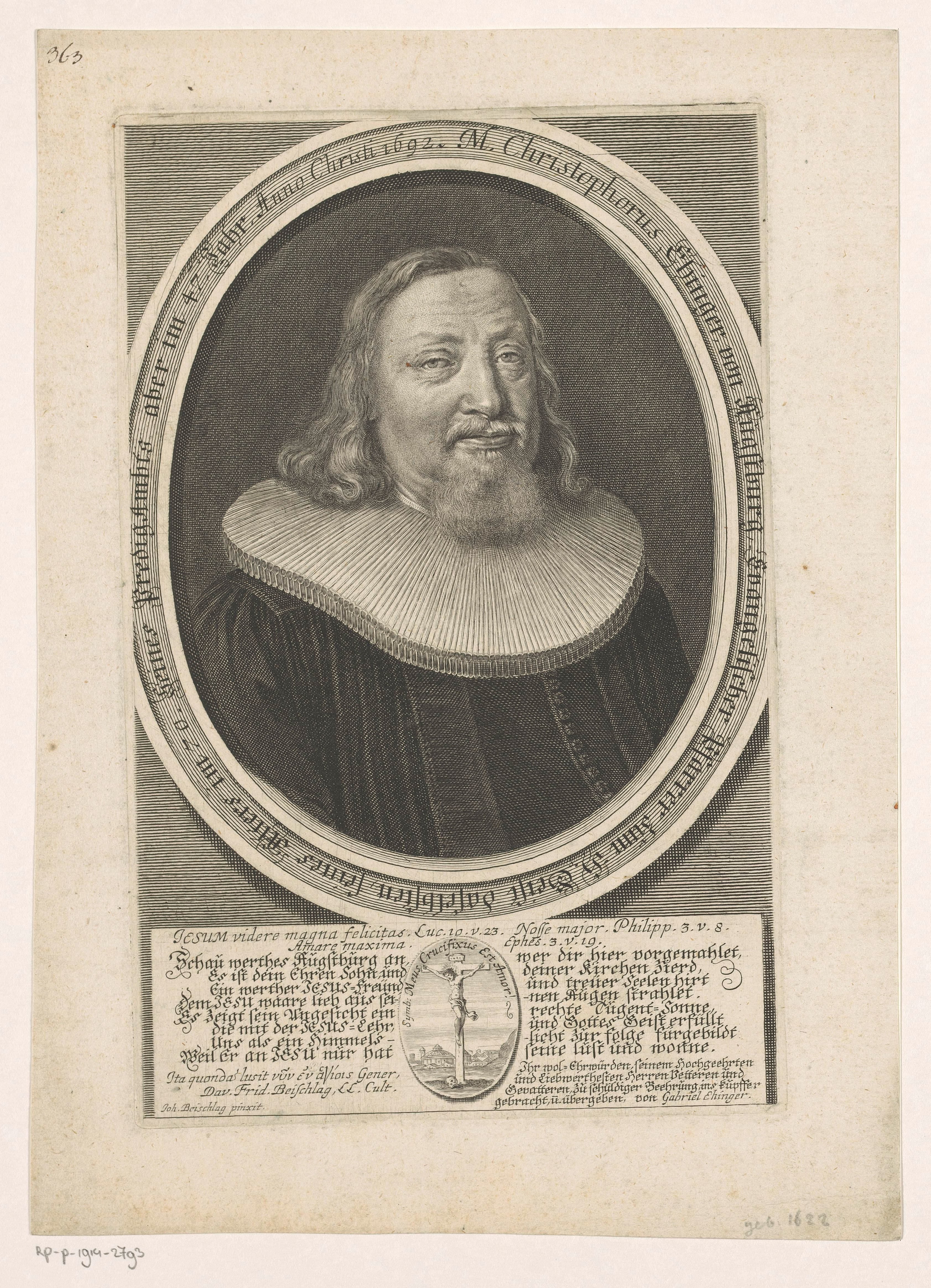 Portret van Christoph Ehinger op 70-jarige leeftijd