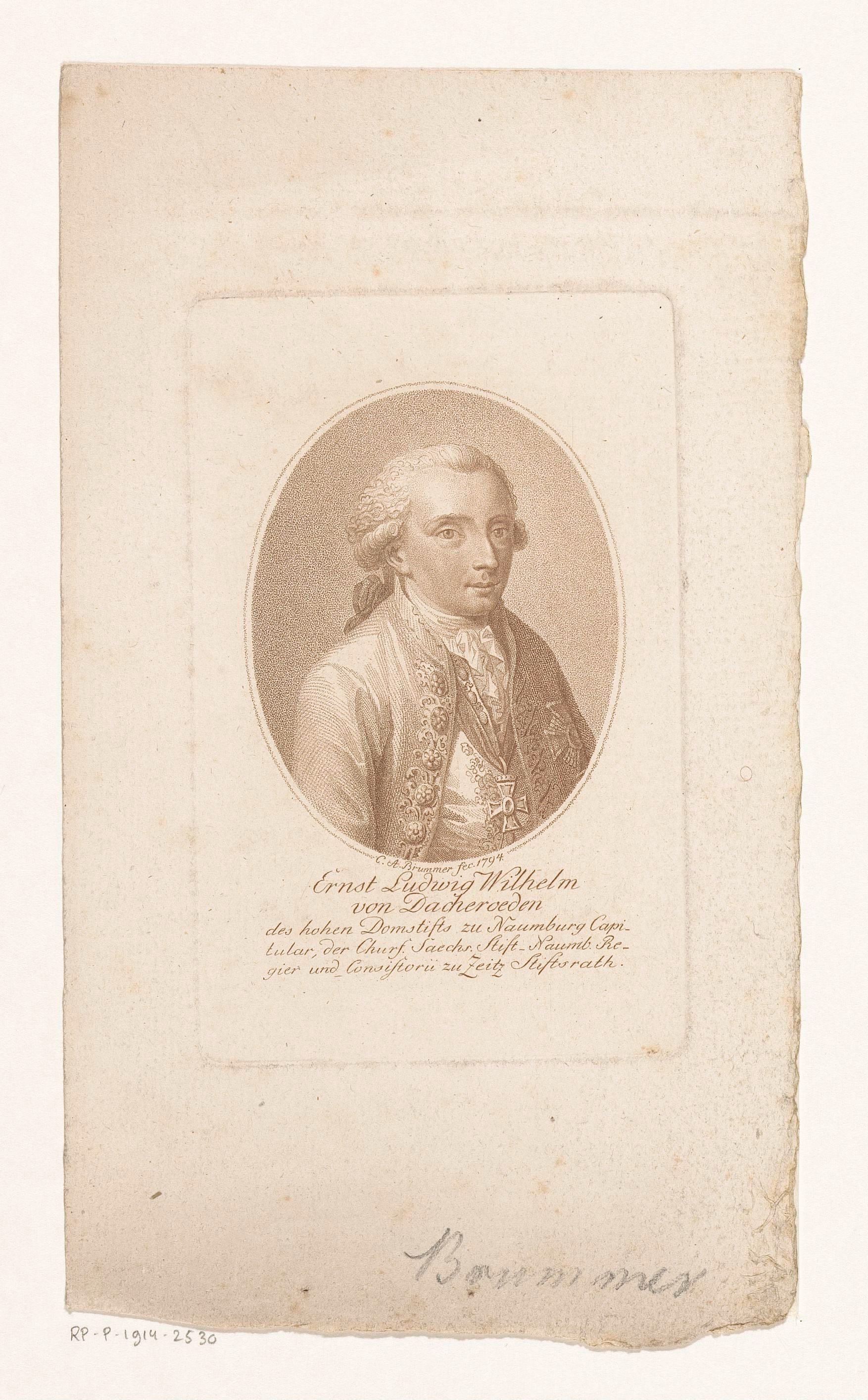 Portret van Ernst Ludwig Wilhelm, Freiherr von Dacheröden