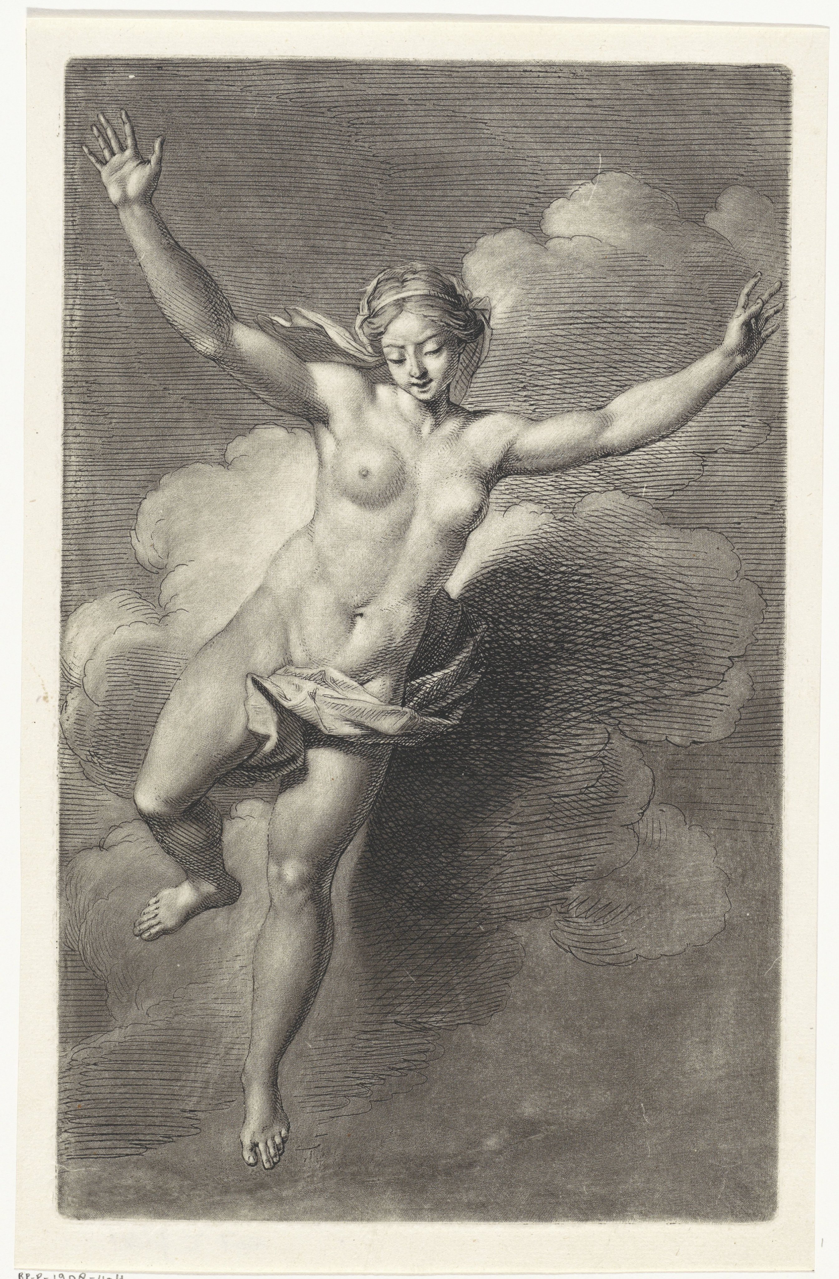 Naakte vrouw in de wolken