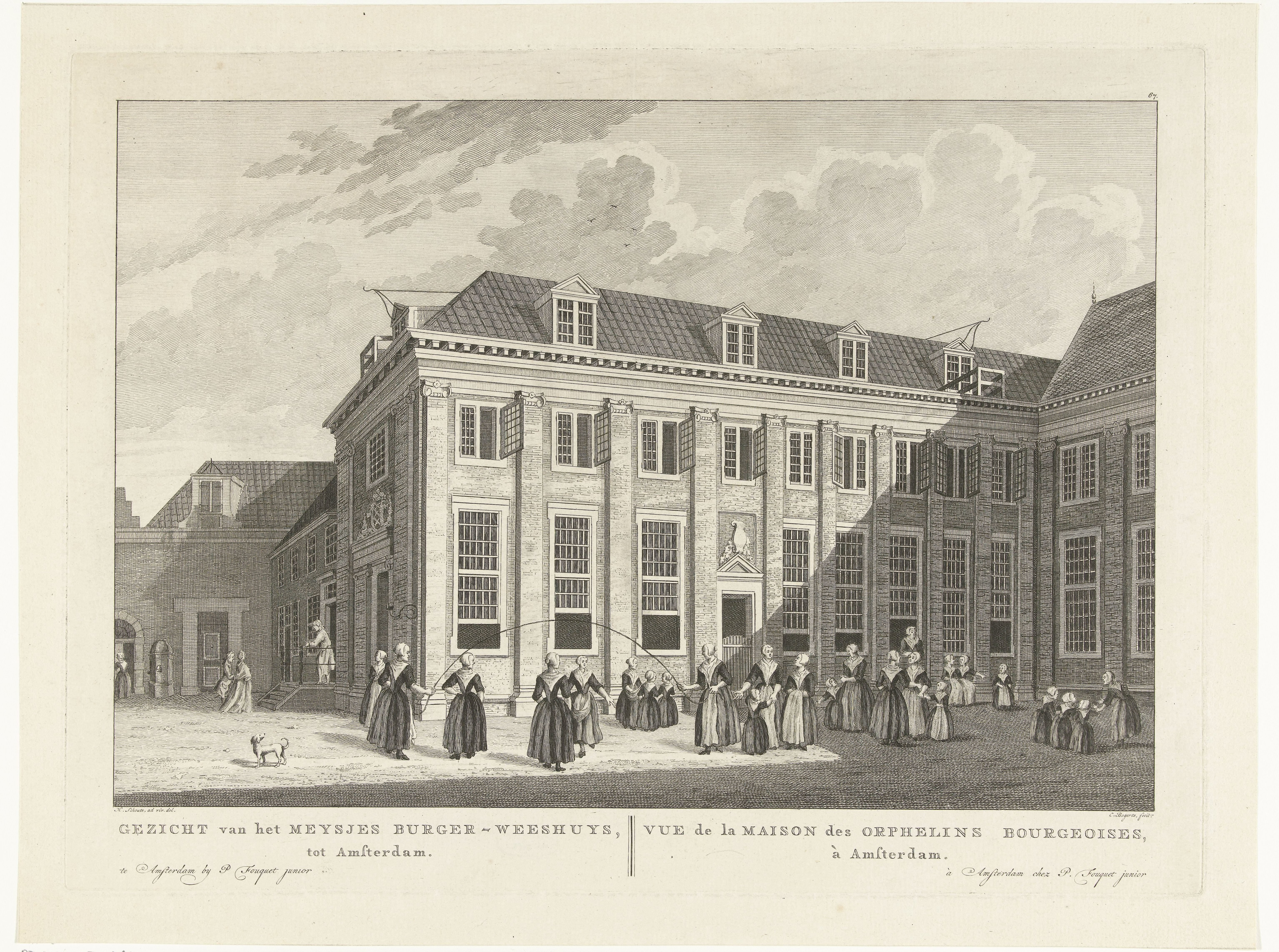Gezicht op het meisjeshuis van het Burgerweeshuis te Amsterdam