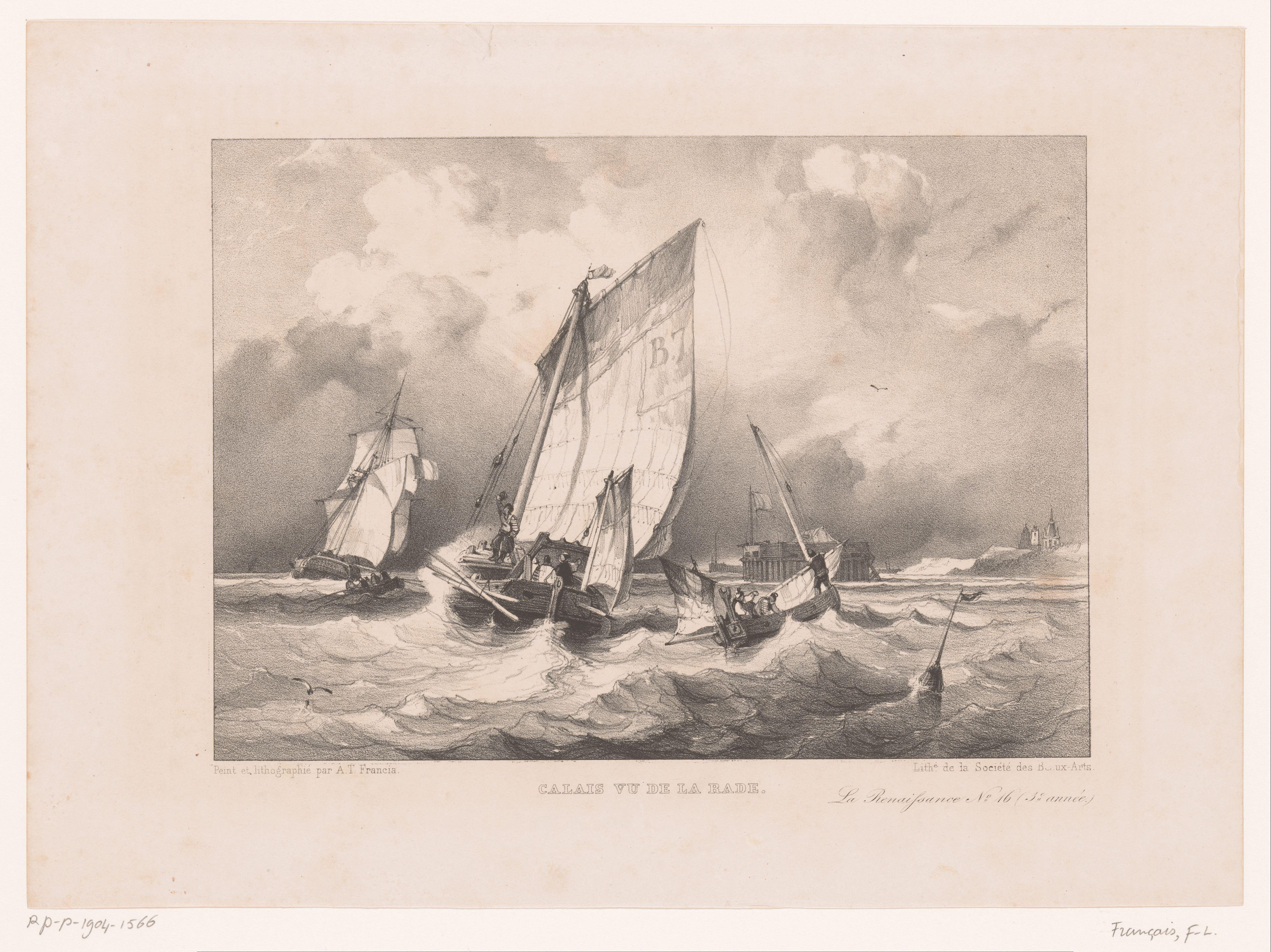 Zicht op Calais vanuit de haven