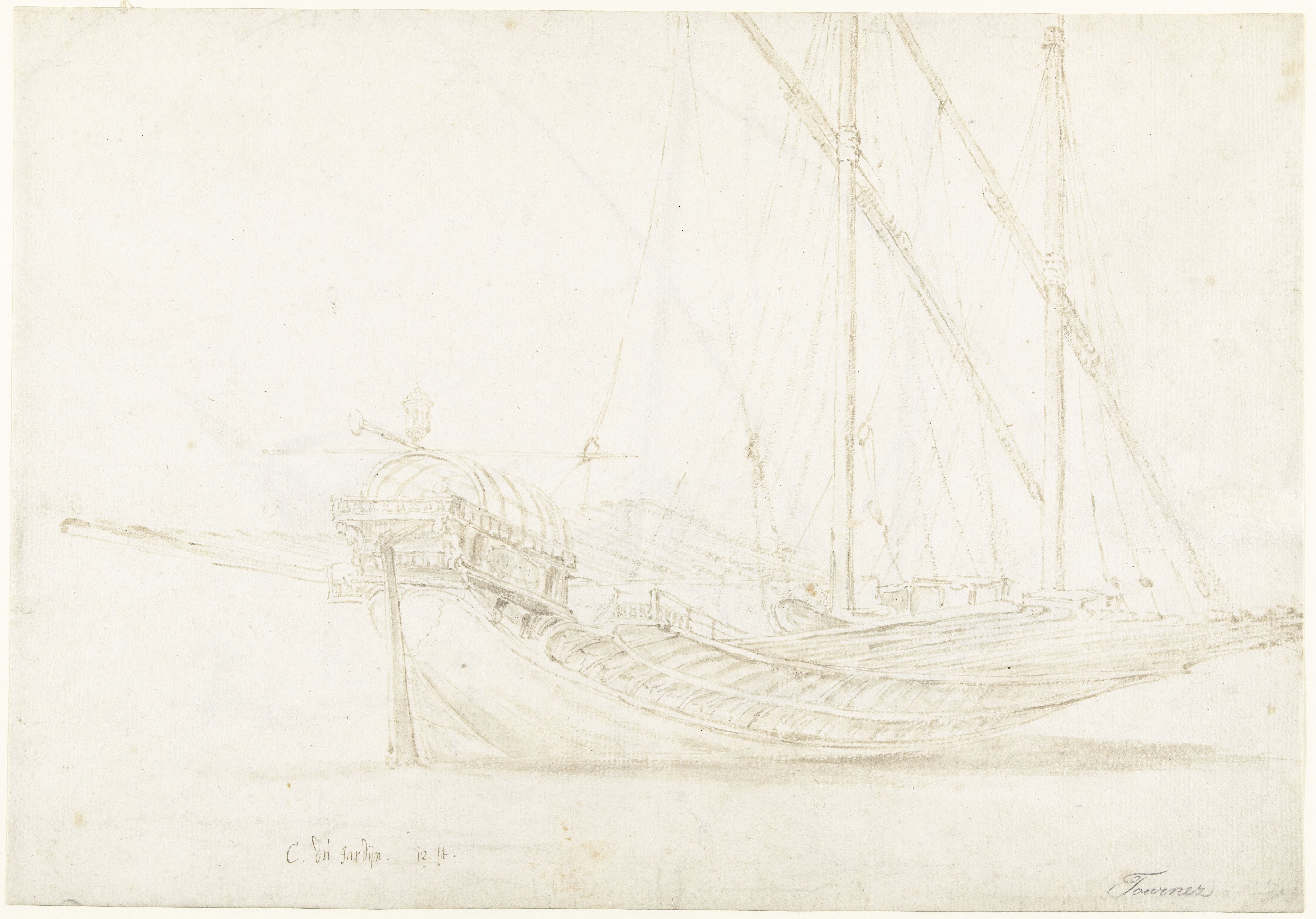 An Italian Galley, with the Stern to the Left/ verso: An Italian Gallery with the Bow to the Left, and Several Figure Sketches