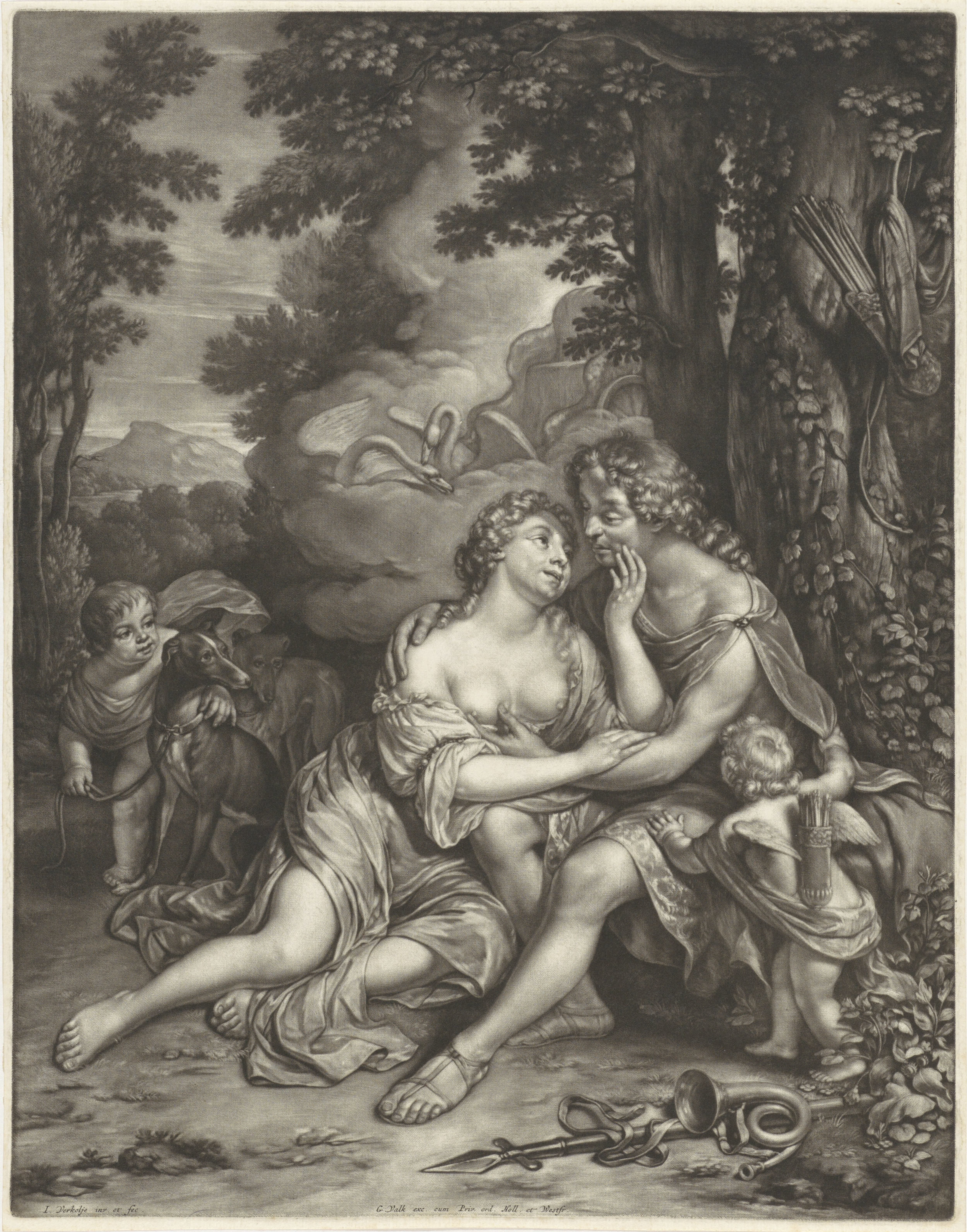 Venus weerhoudt Adonis van de jacht