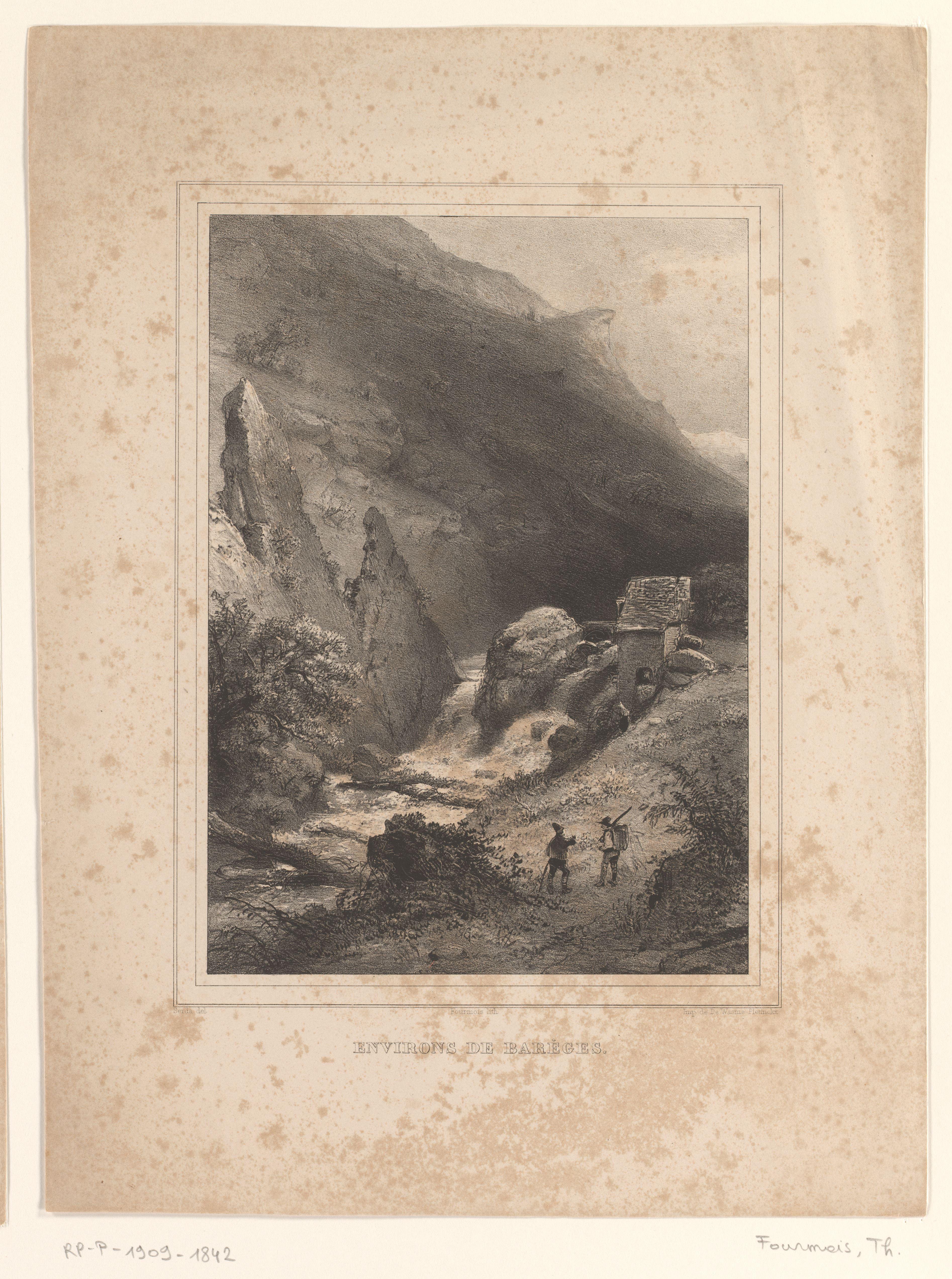 Berglandschap met twee wandelaars in de omstreken van Barèges