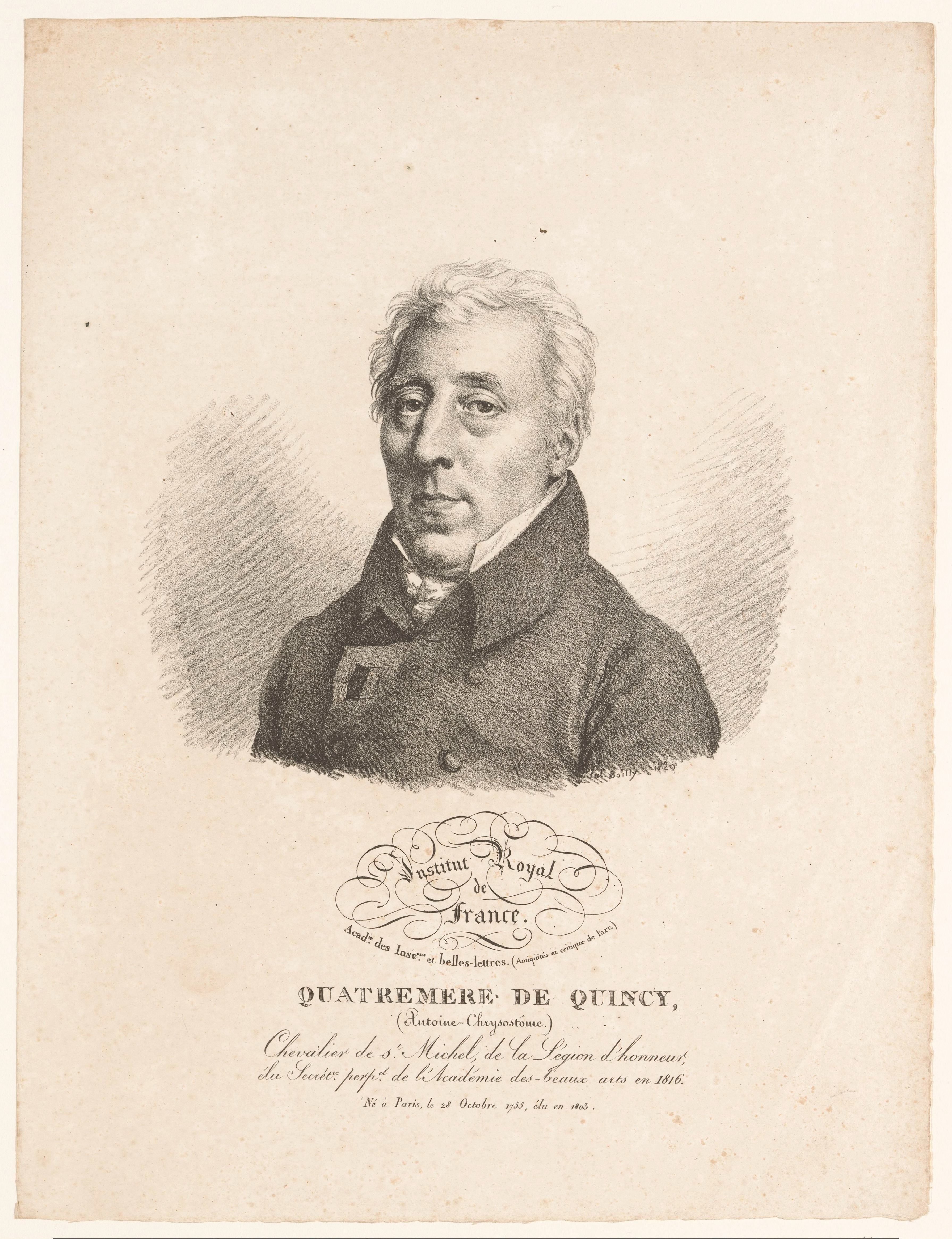 Portret van de architect Antoine-Chrysostome Quatremère de Quincy