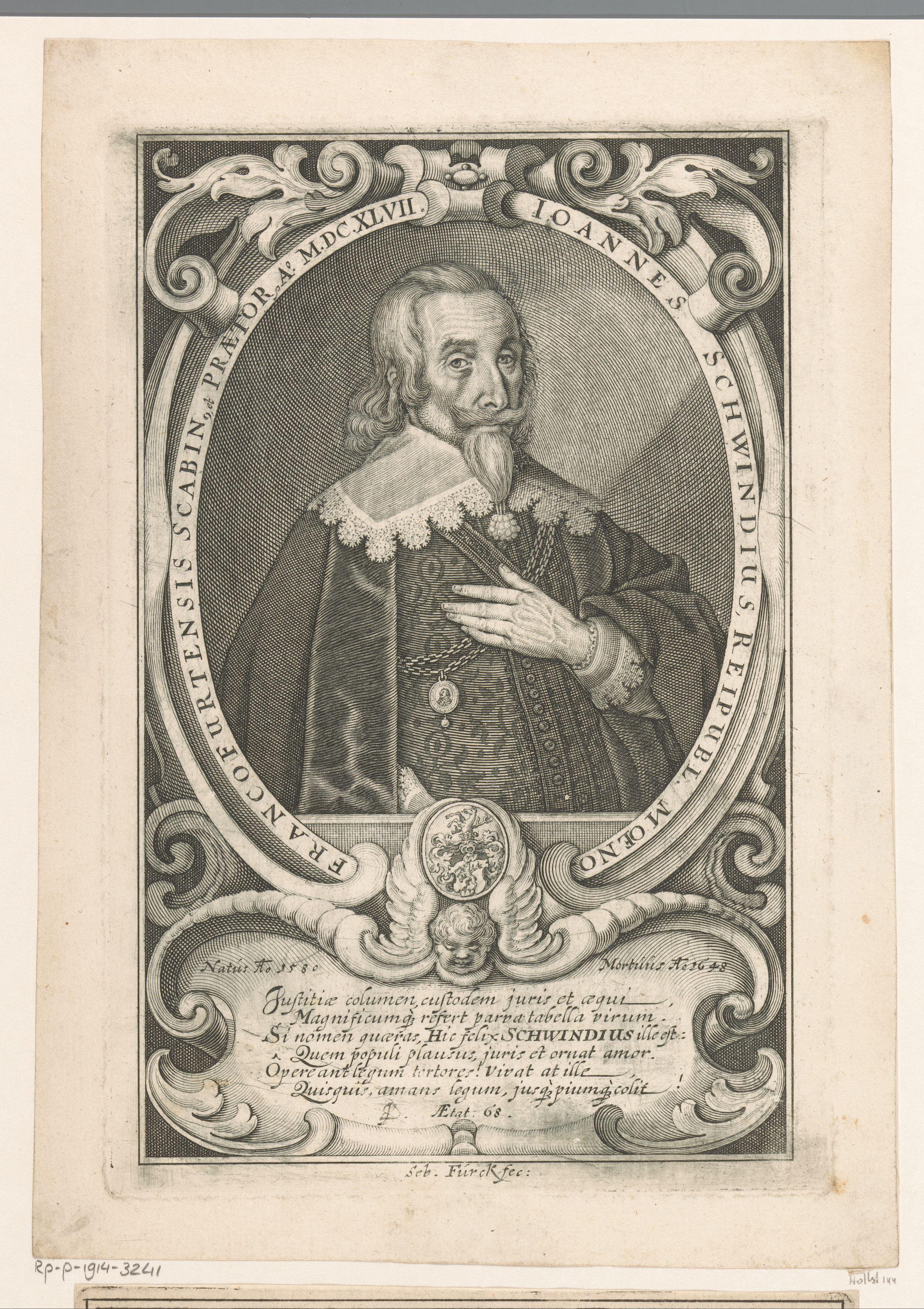 Portret van Johann Schwind op 68-jarige leeftijd