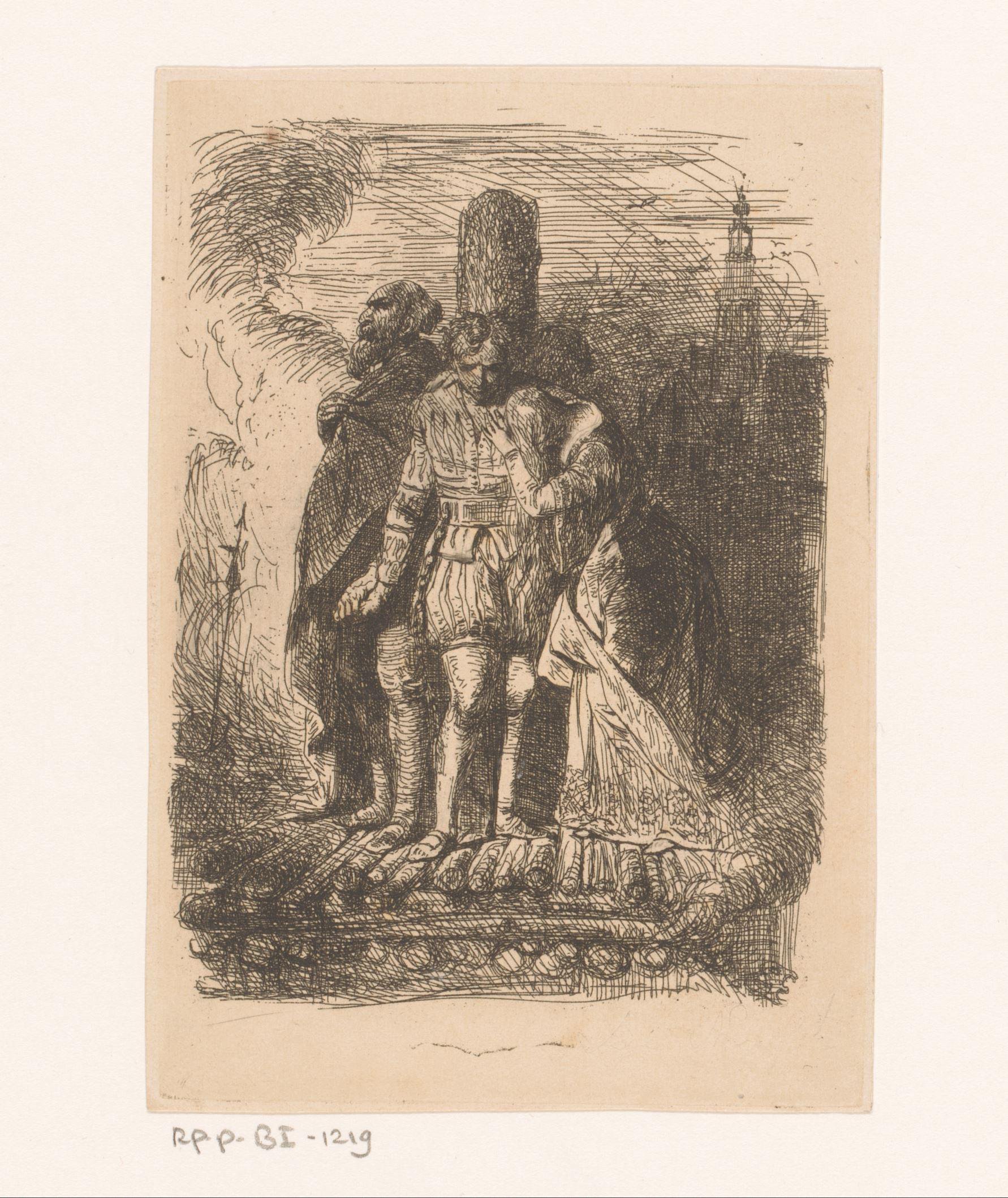 Drie figuren op de brandstapel