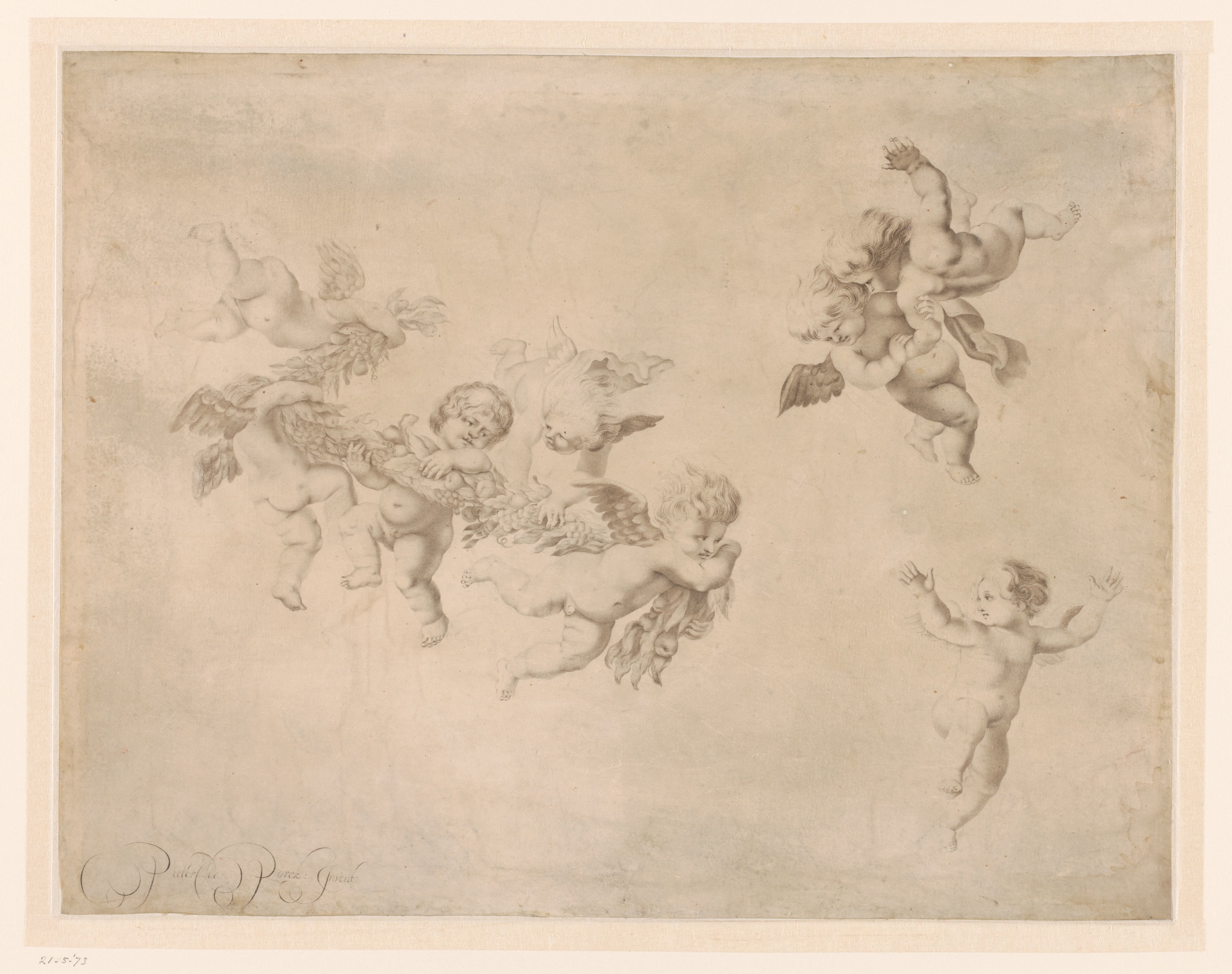Putti met een guirlande van vruchten