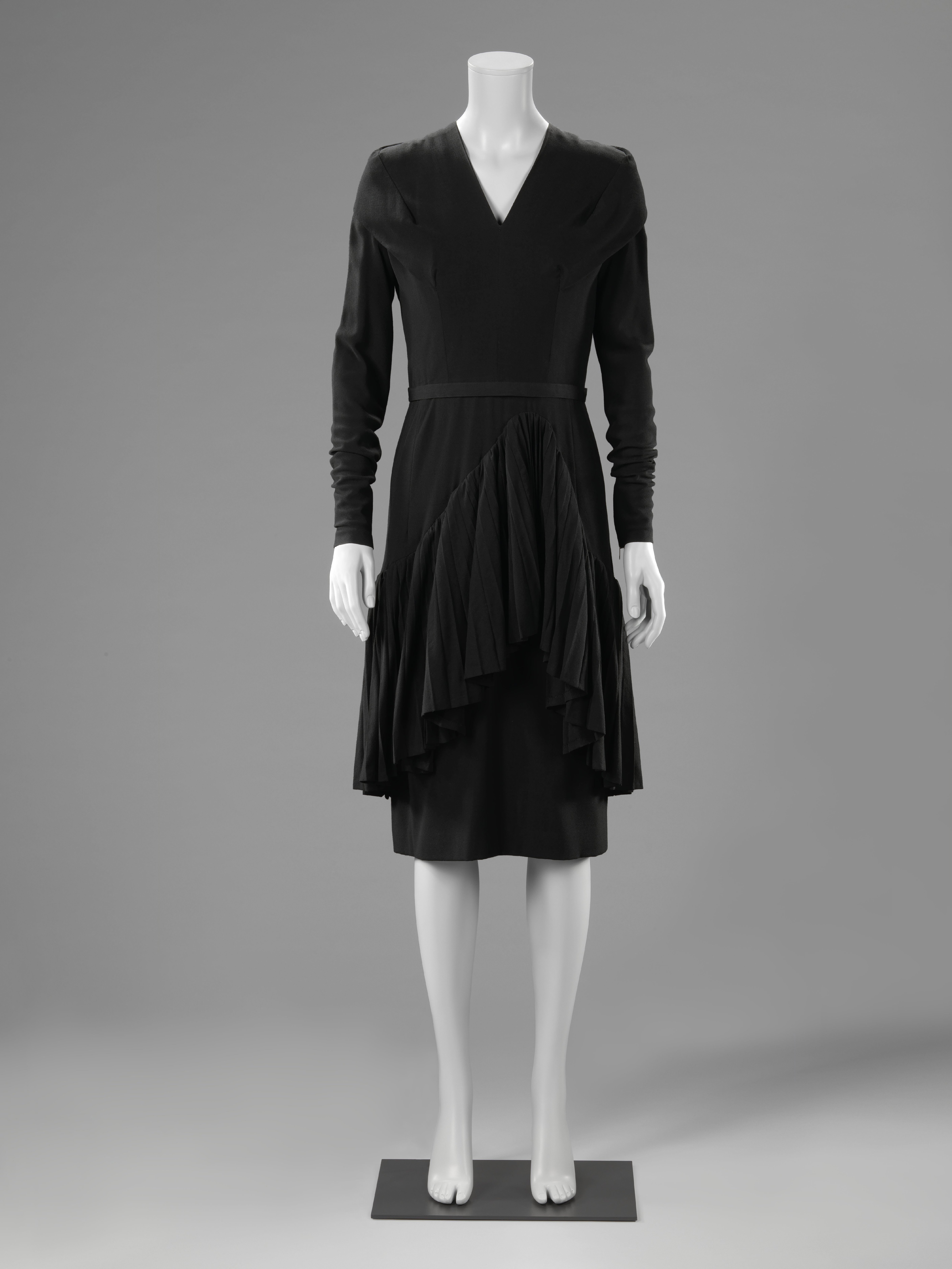 Dress with Pleated Flounce