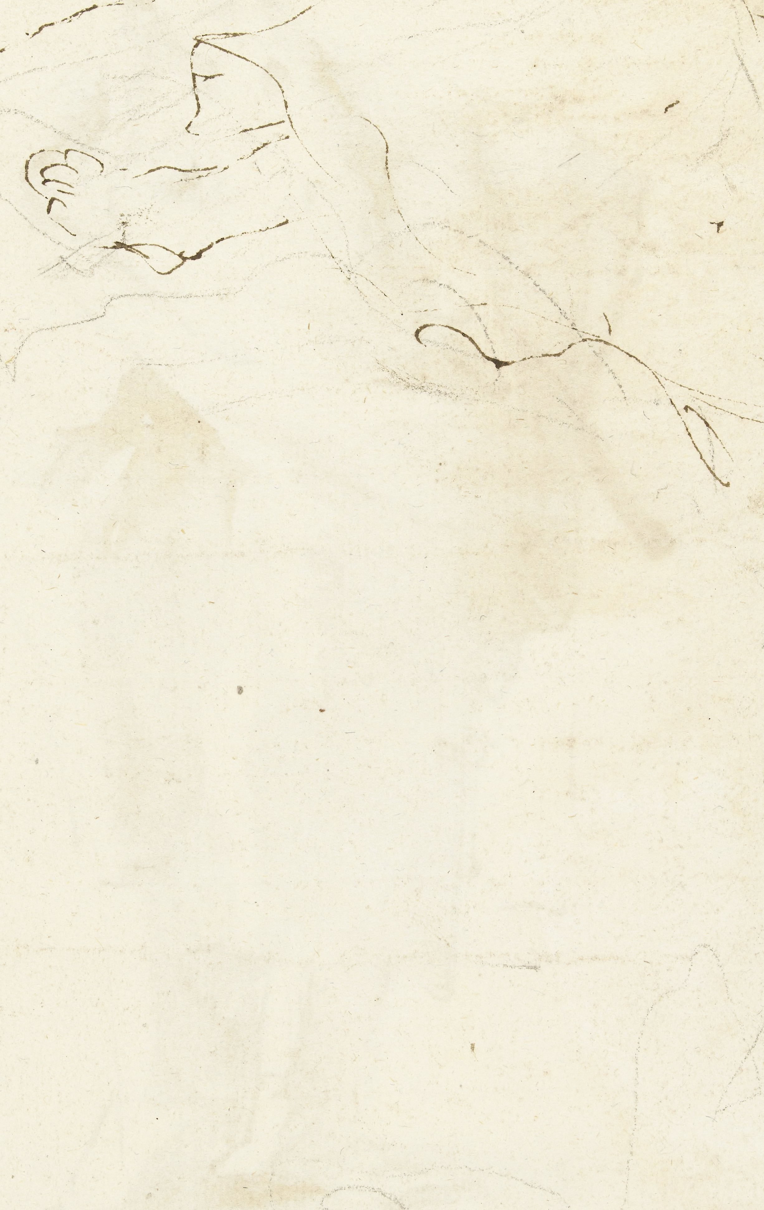 Fragment van een schets met een kind en een zittende figuur