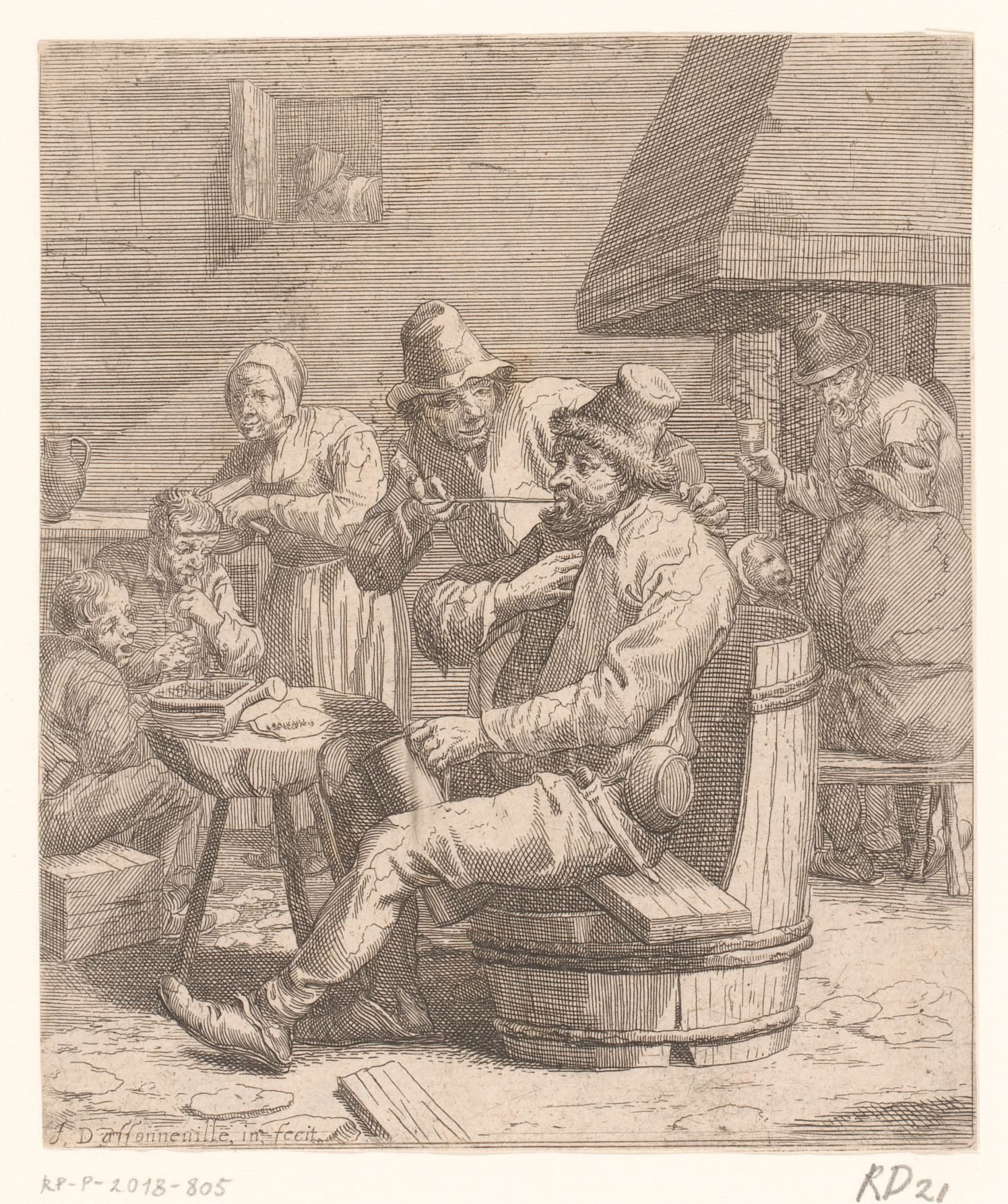 Pijprokende man in herberg