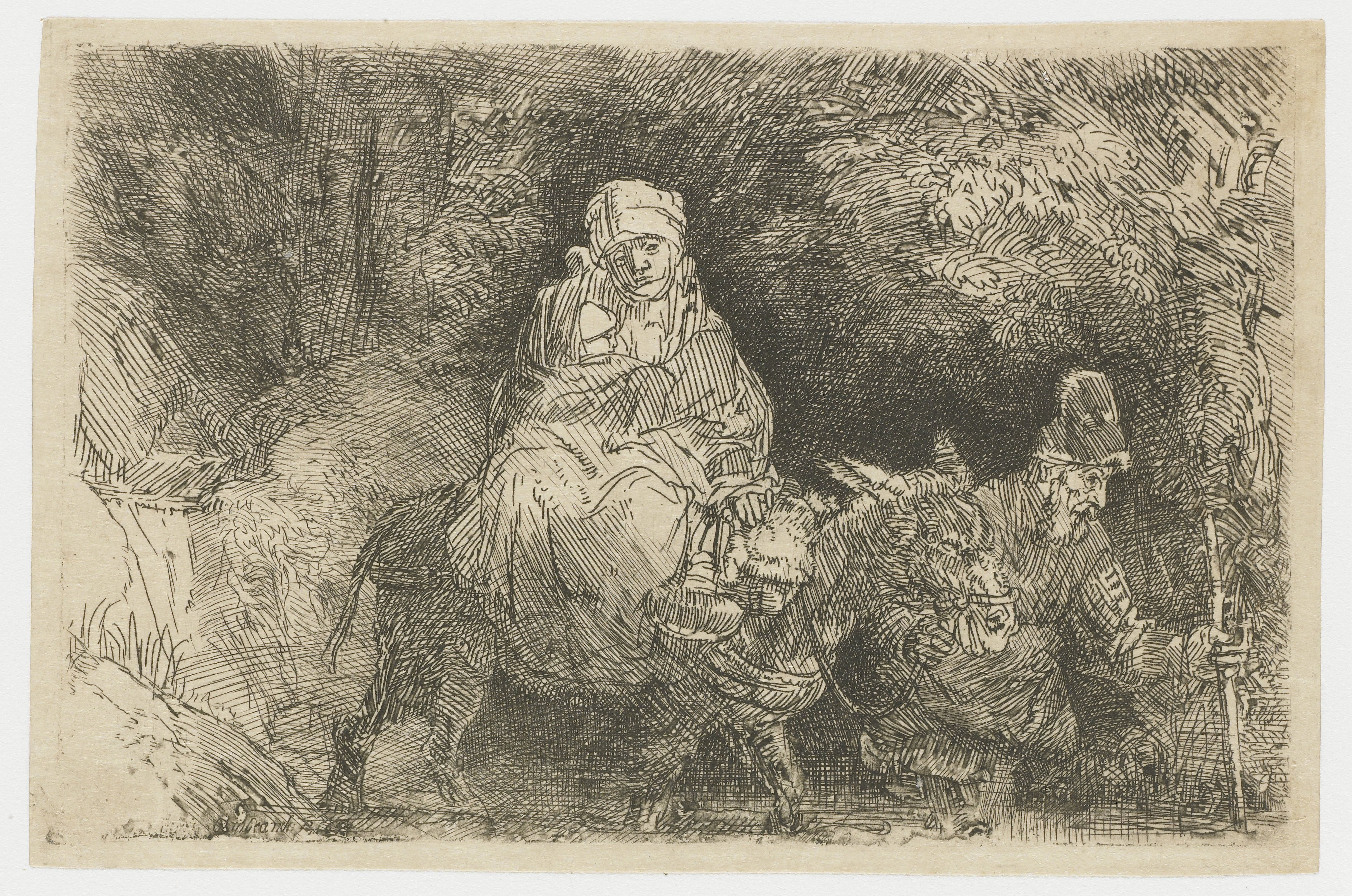 The flight into Egypt crossing a brook