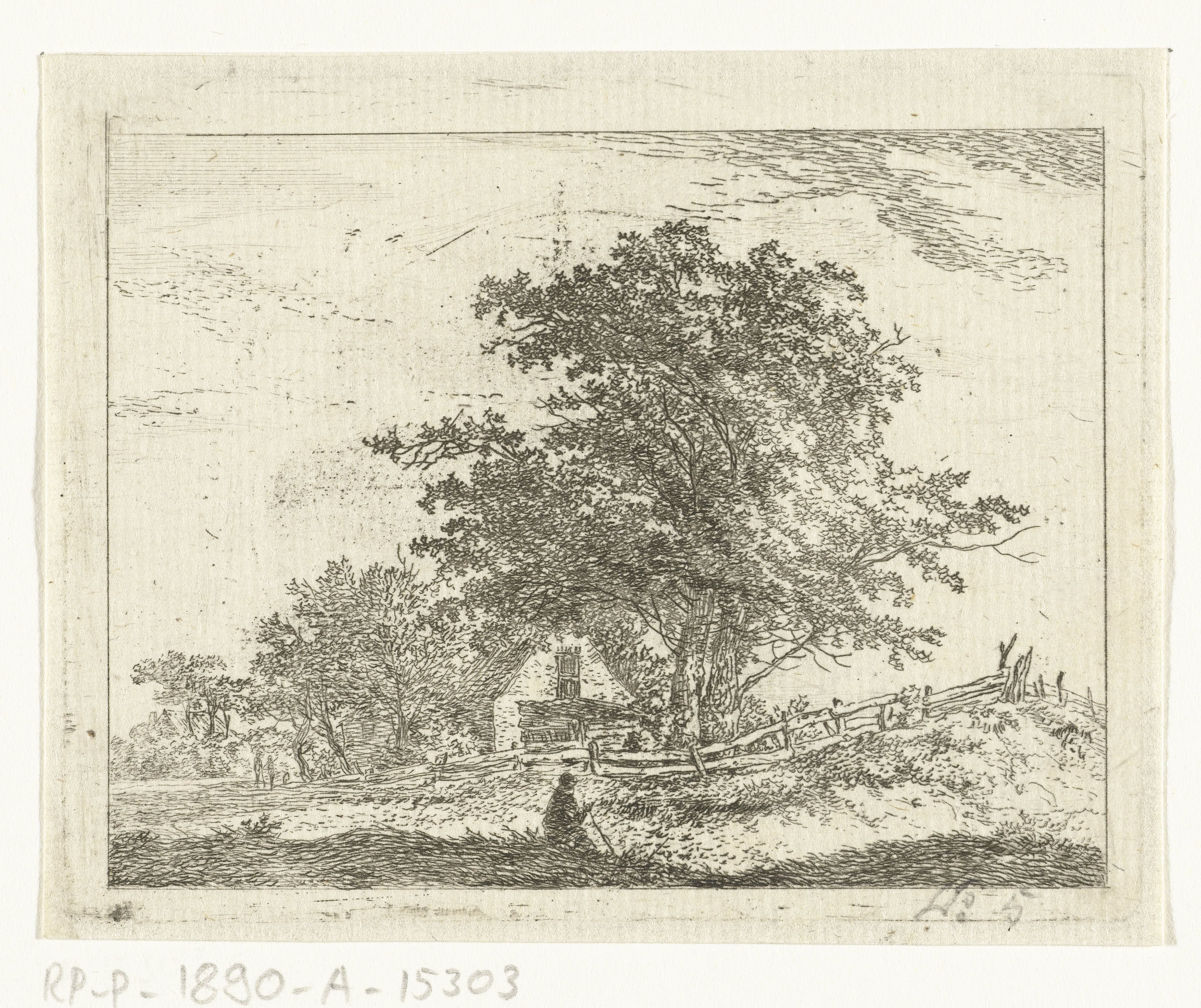 Landschap met rustende wandelaars