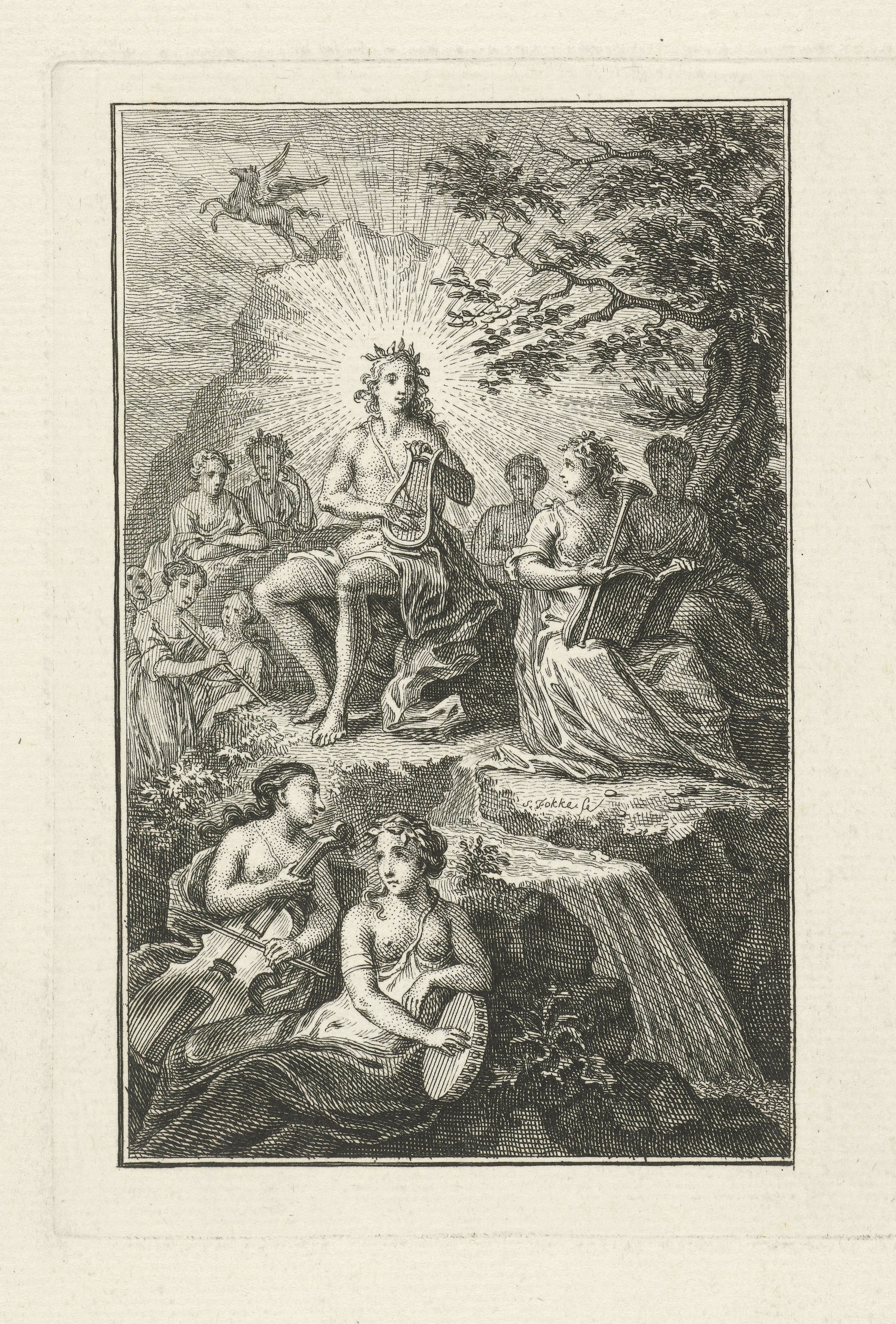 Apollo omringd door de Muzen