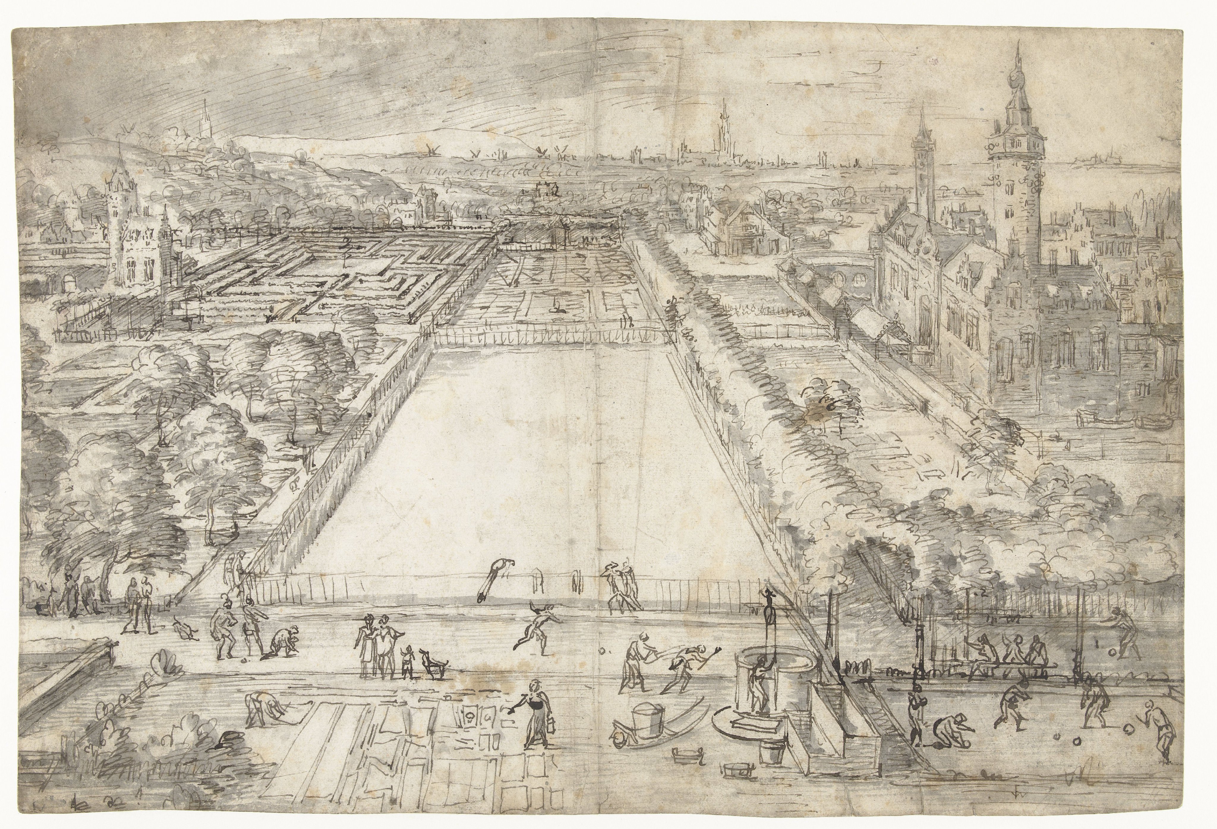 Kasteel met een park in de nabijheid van een stad