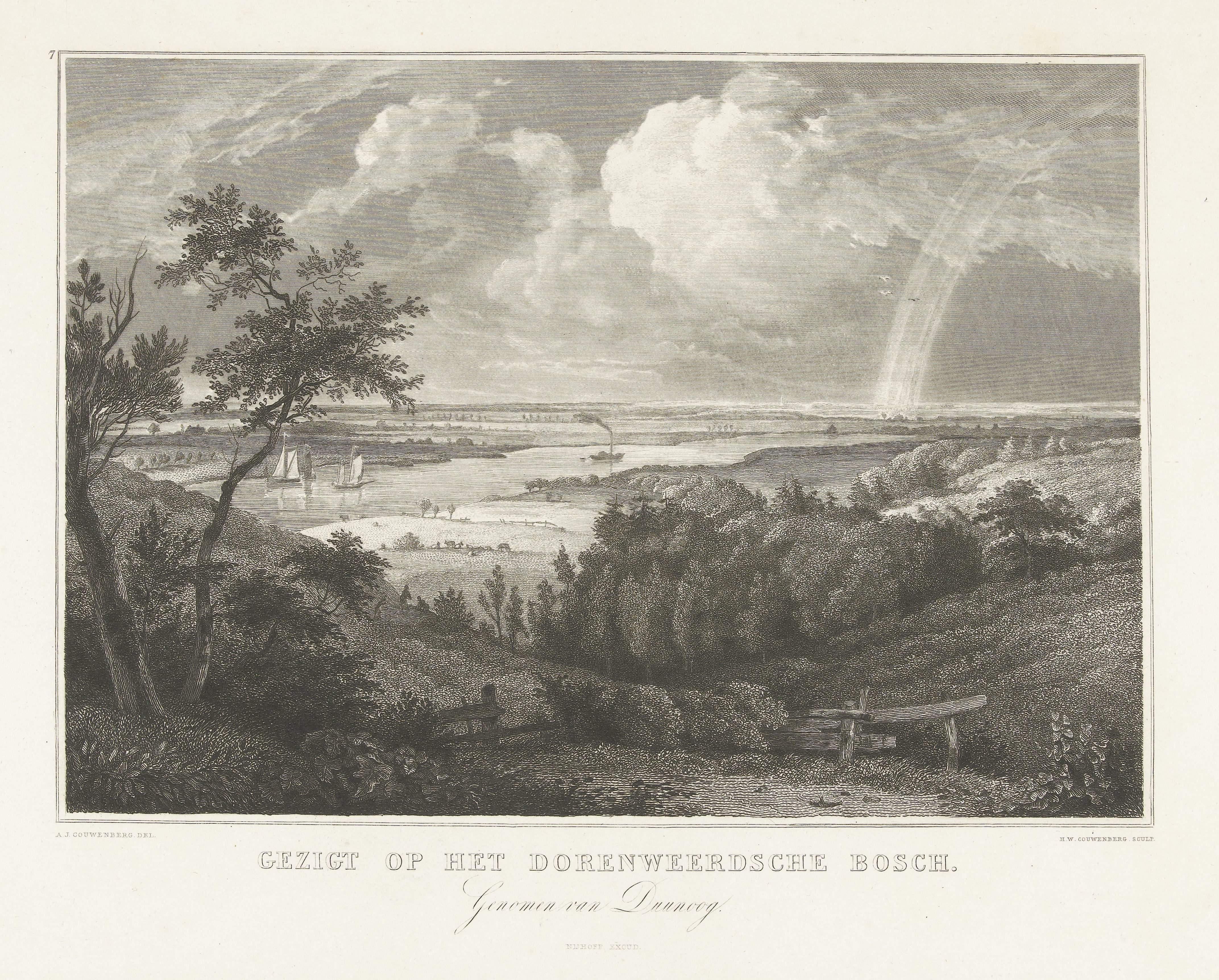 Gezicht op de uiterwaarden van de Rijn bij Doorwerth