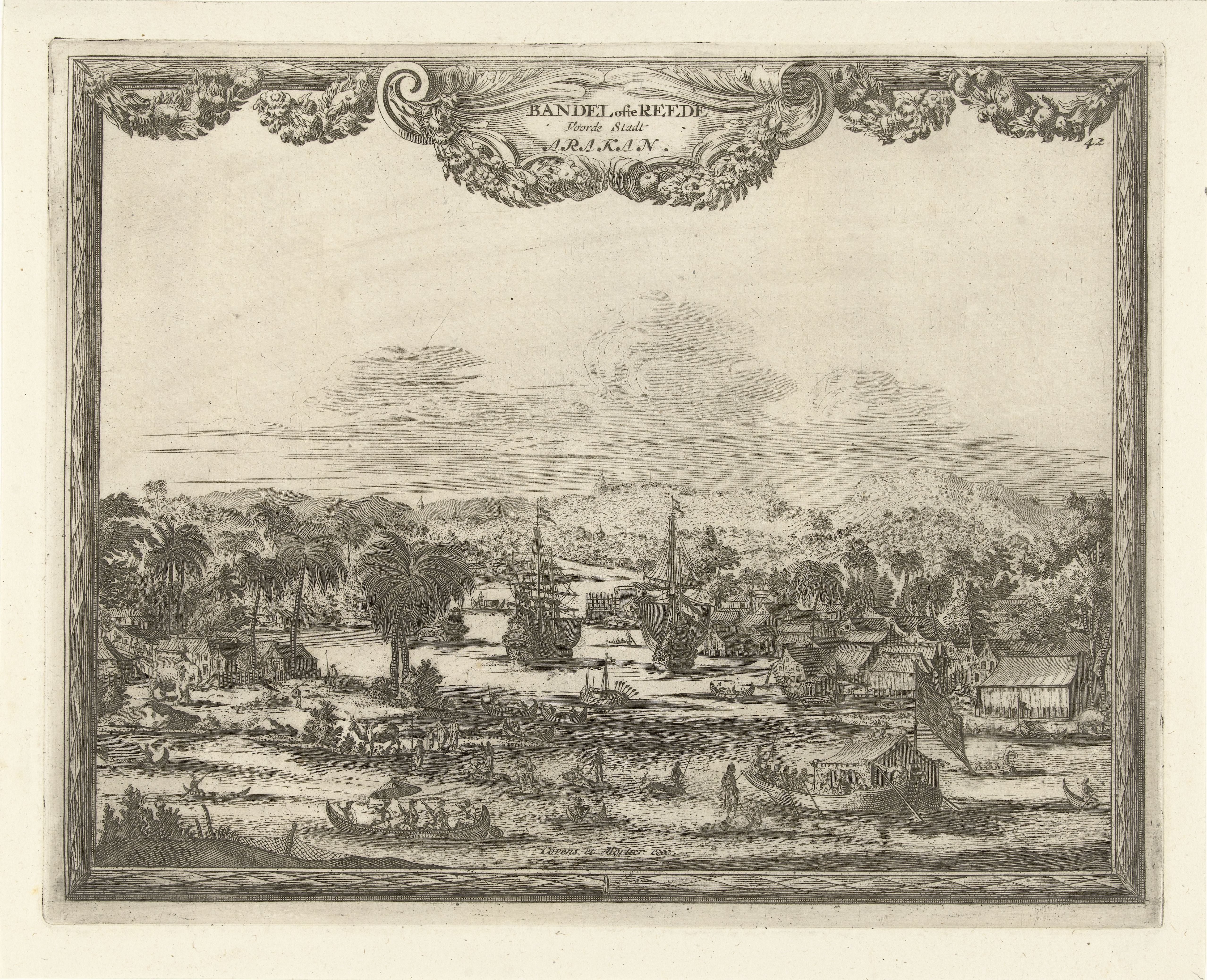 Gezicht op haven van Arakan