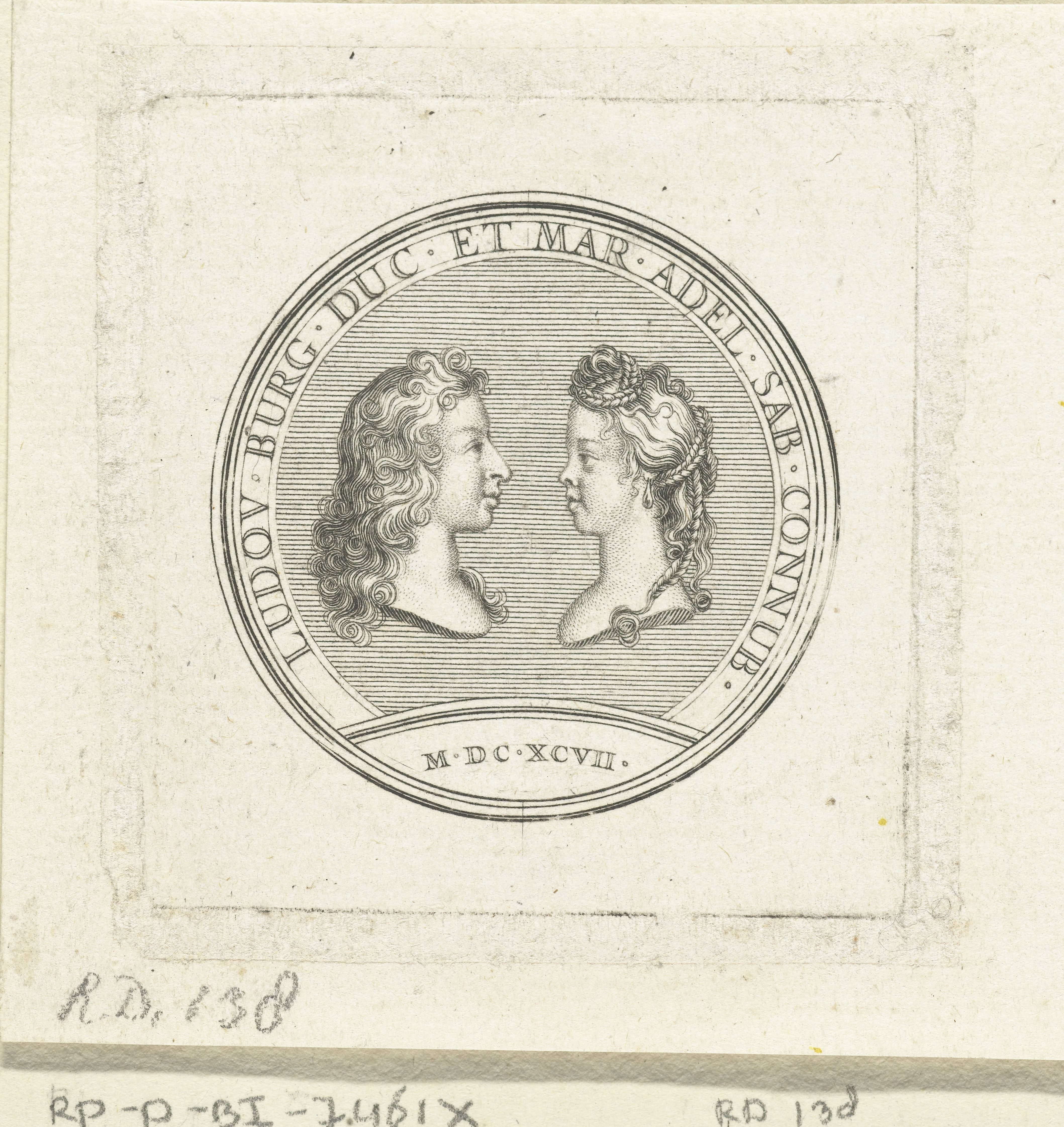 Penning met bustes van de hertog en hertogin van Bourgondië