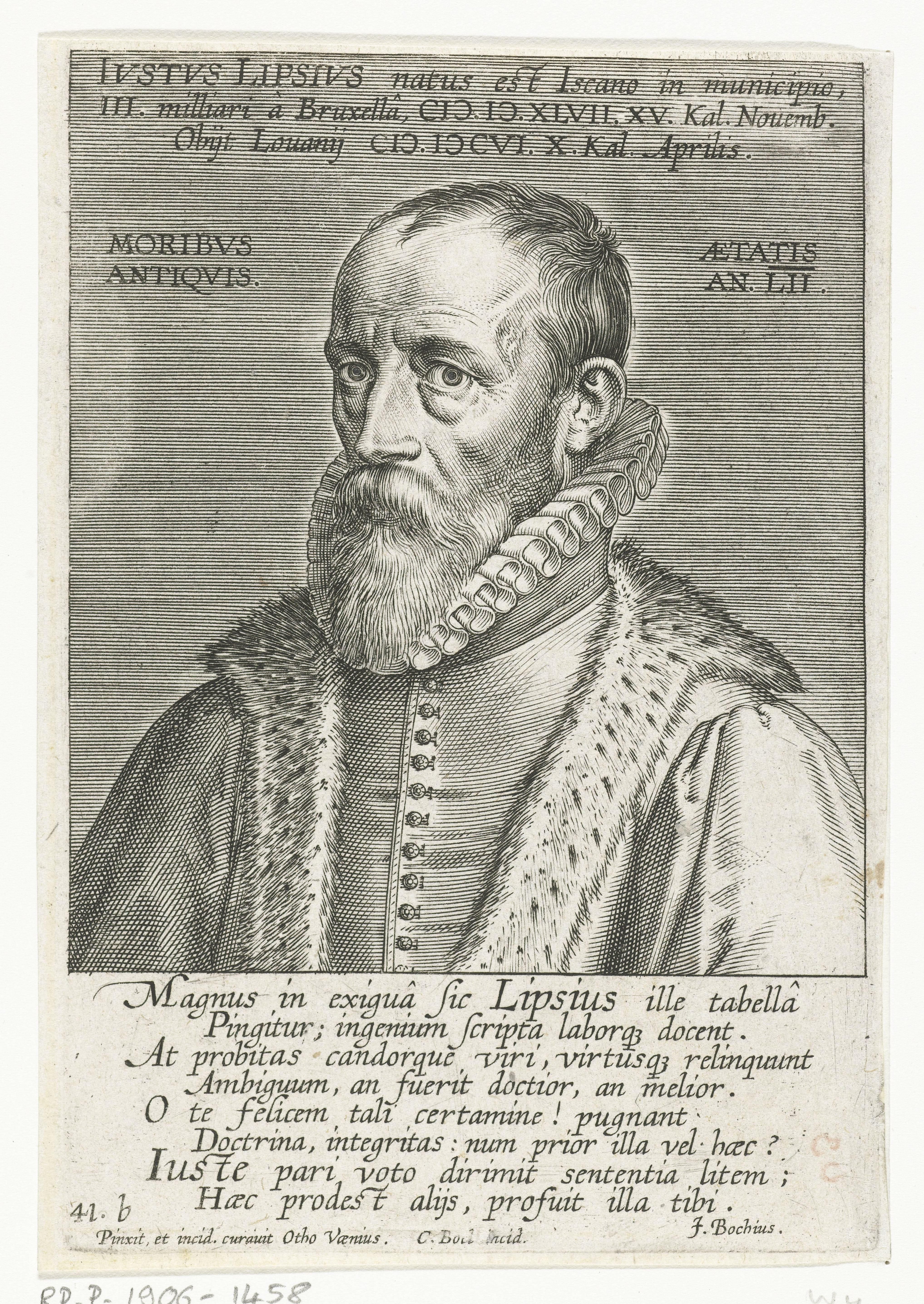 Portret van Justus Lipsius op 52-jarige leeftijd