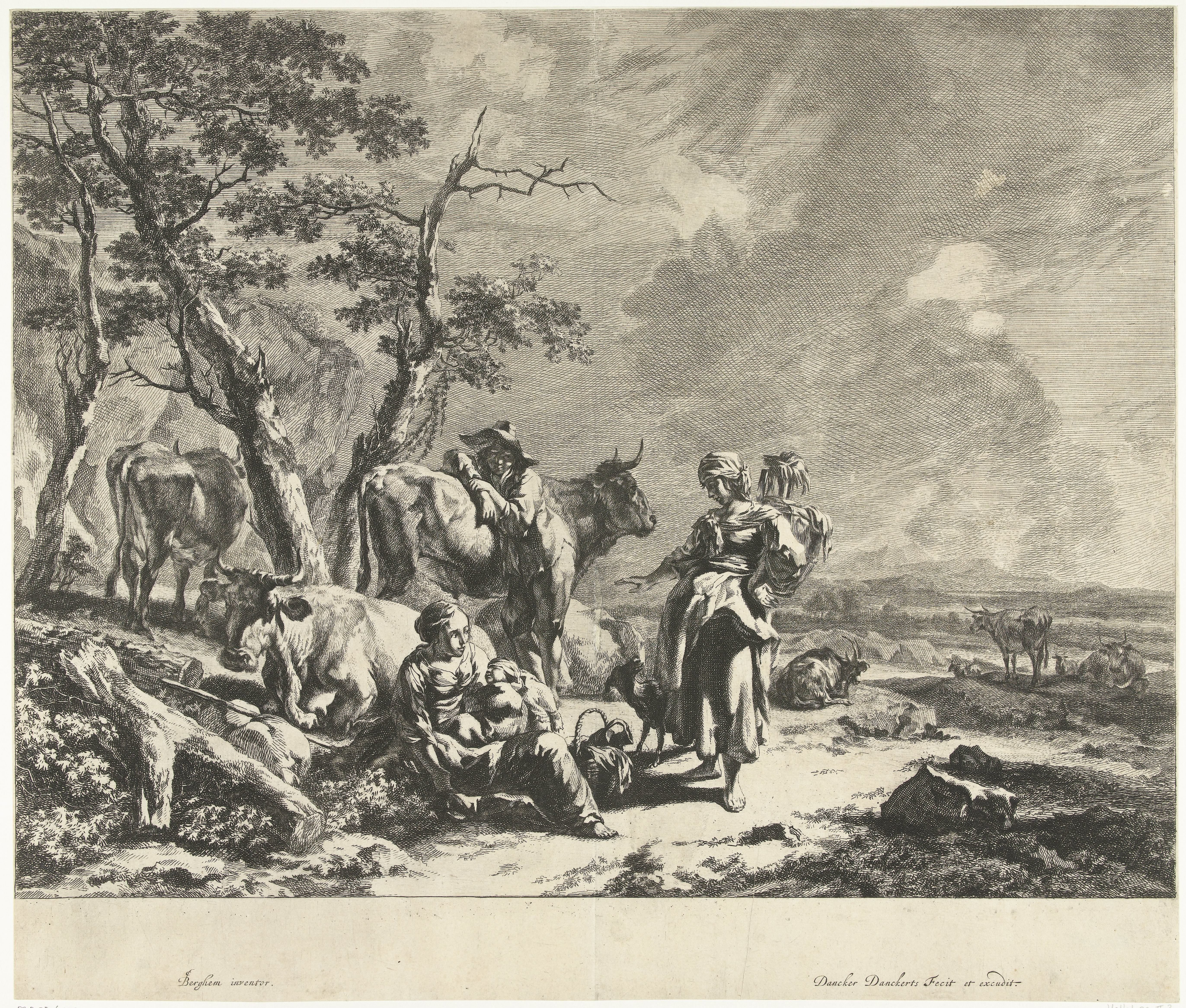 Middag: herdersfamilie rust met kudde