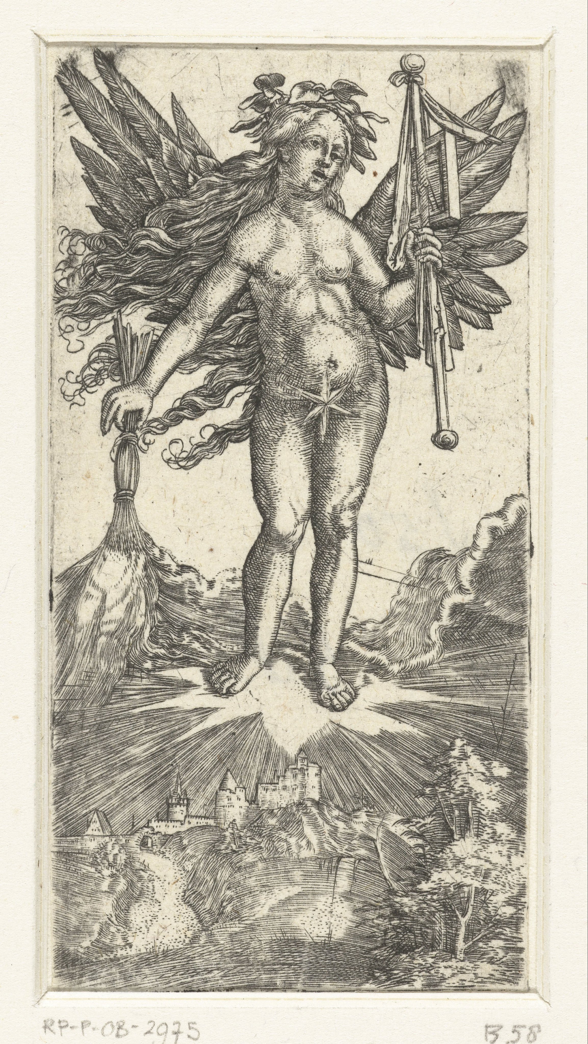 Allegorisch vrouwelijk figuur met vleugels