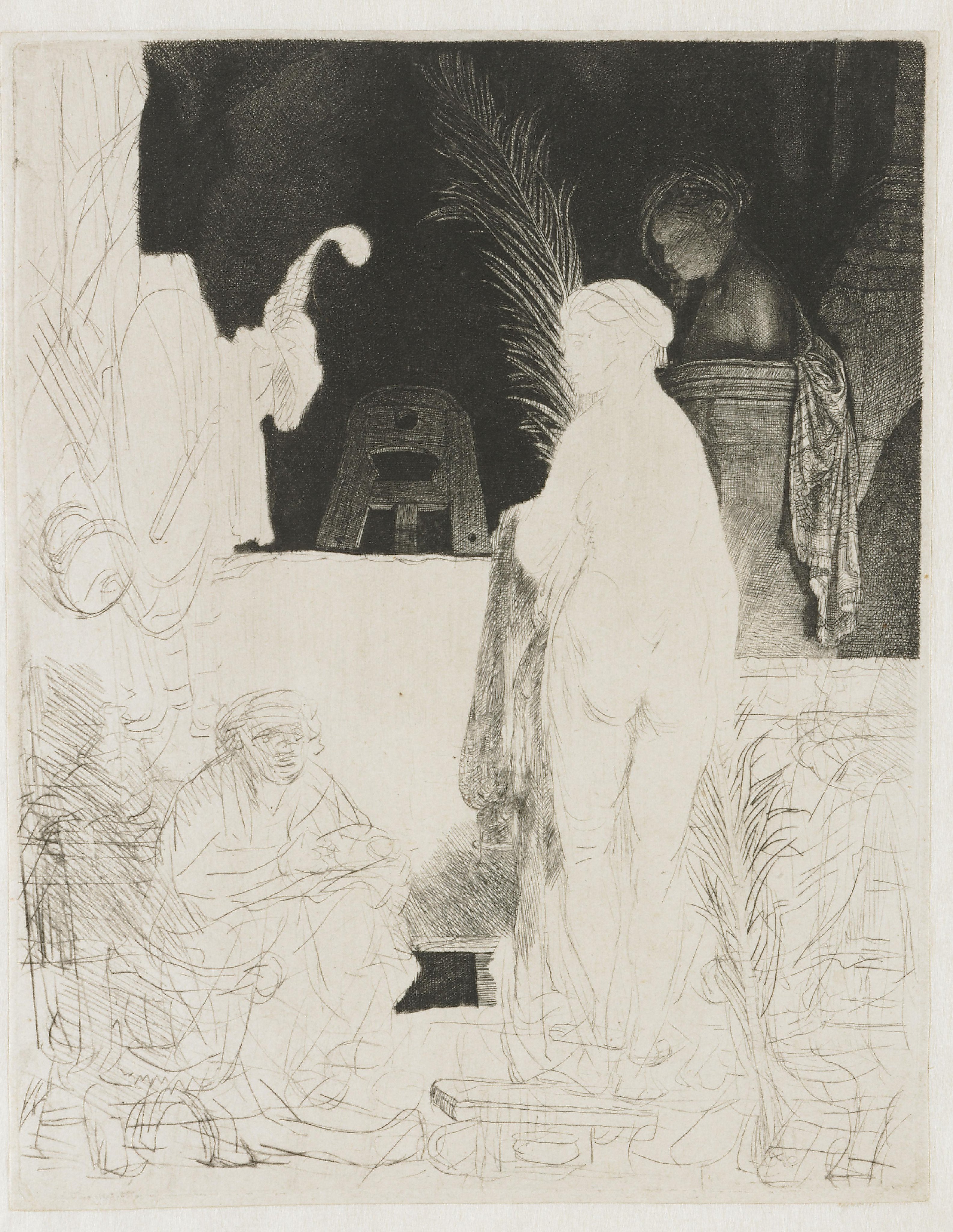 The artist drawing from the model