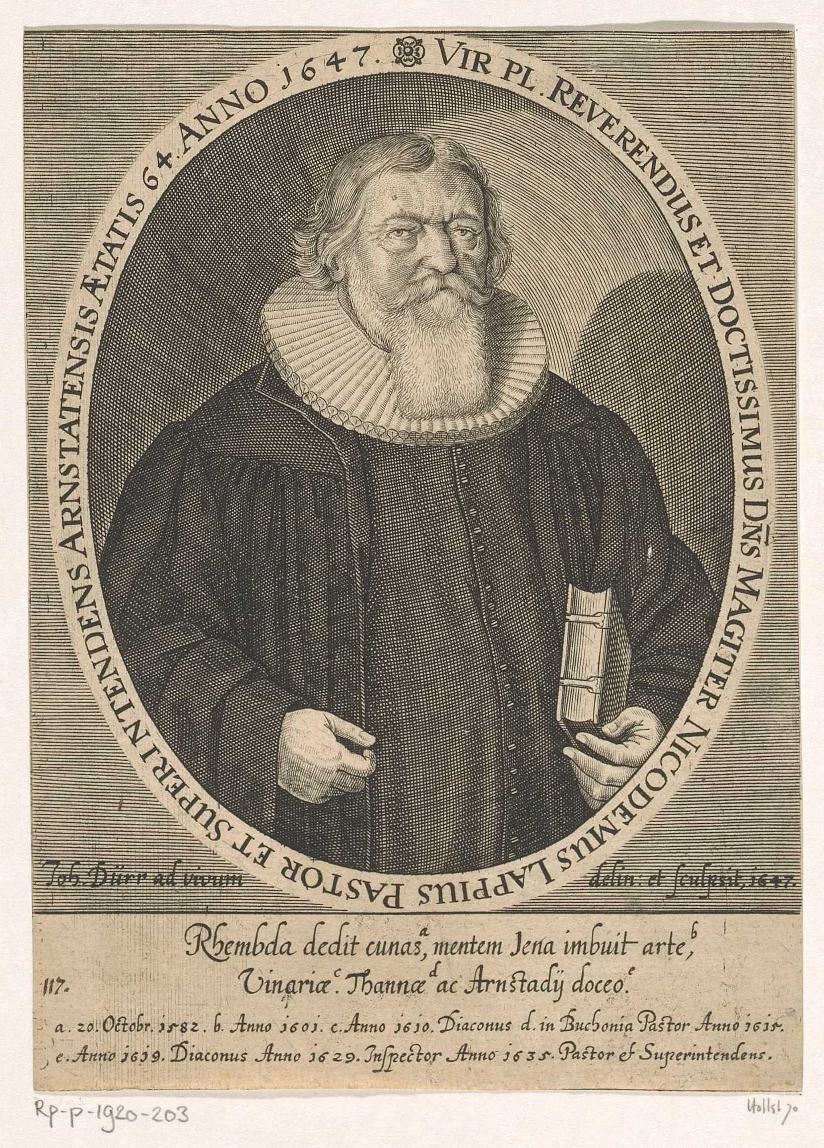 Portret van Nicodemus Lappe op 64-jarige leeftijd
