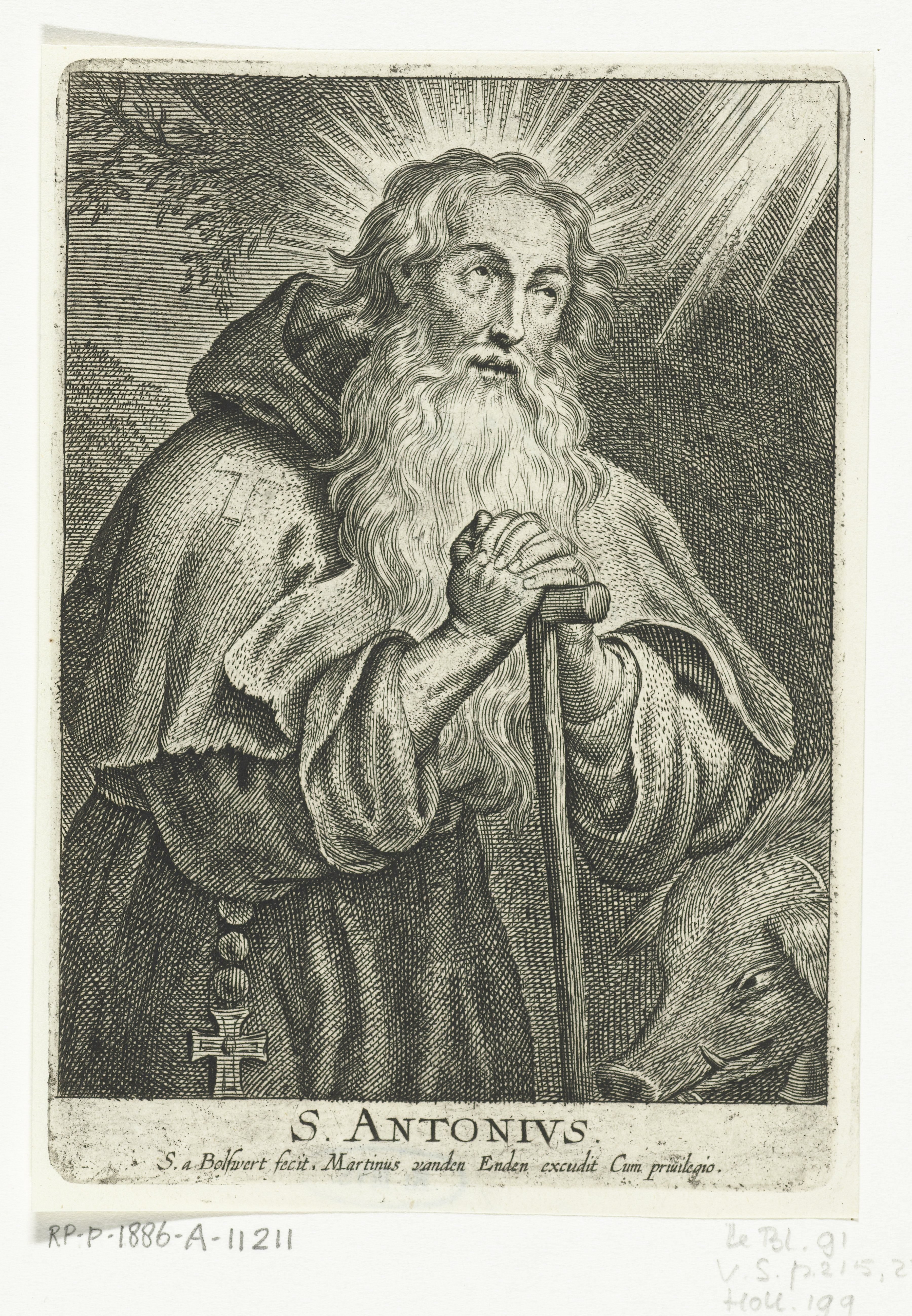 Heilige Antonius de Grote met taustaf en varken