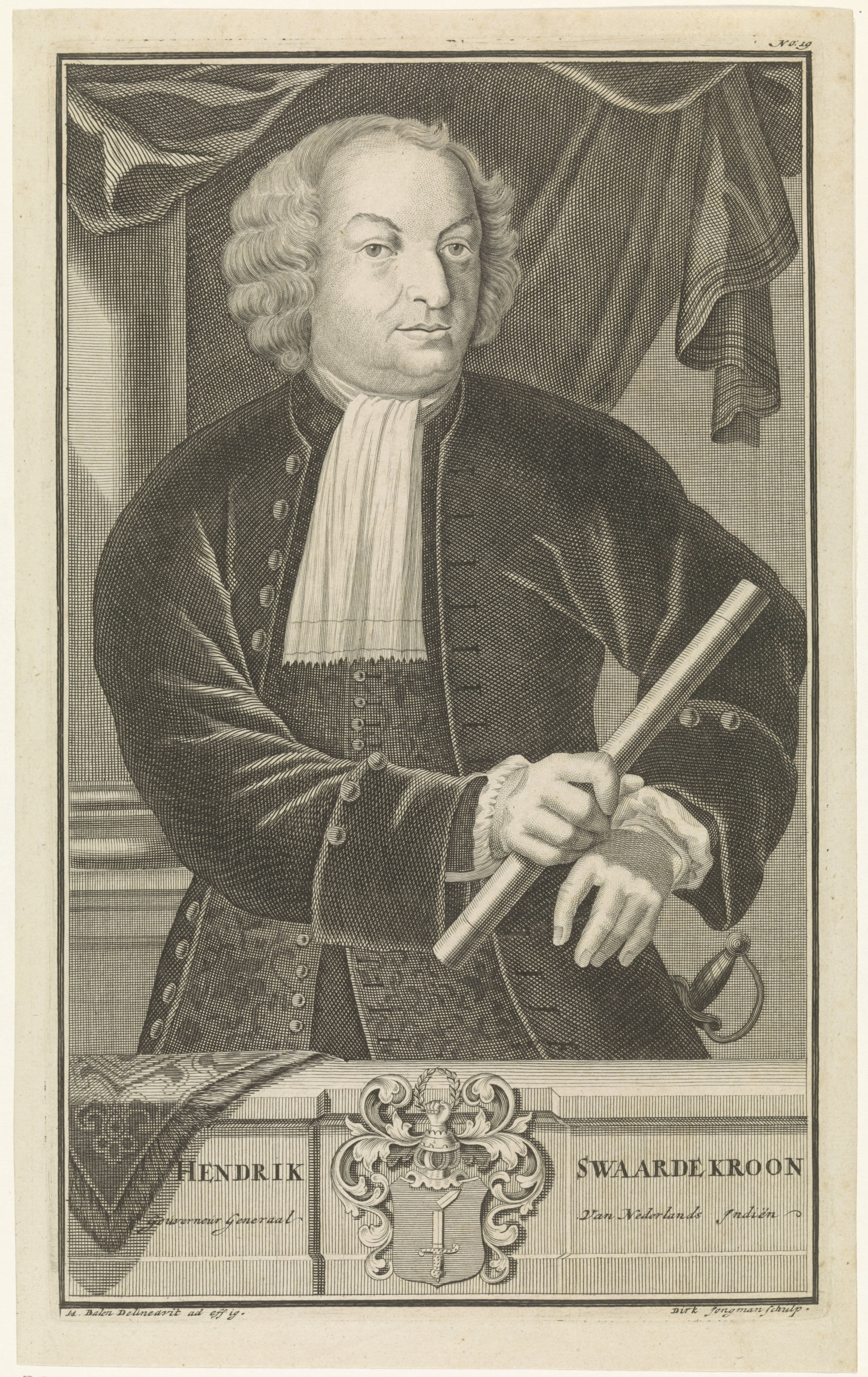 Portret van Hendrik Swaerdecroon, gouverneur-generaal van Nederlands-Indië