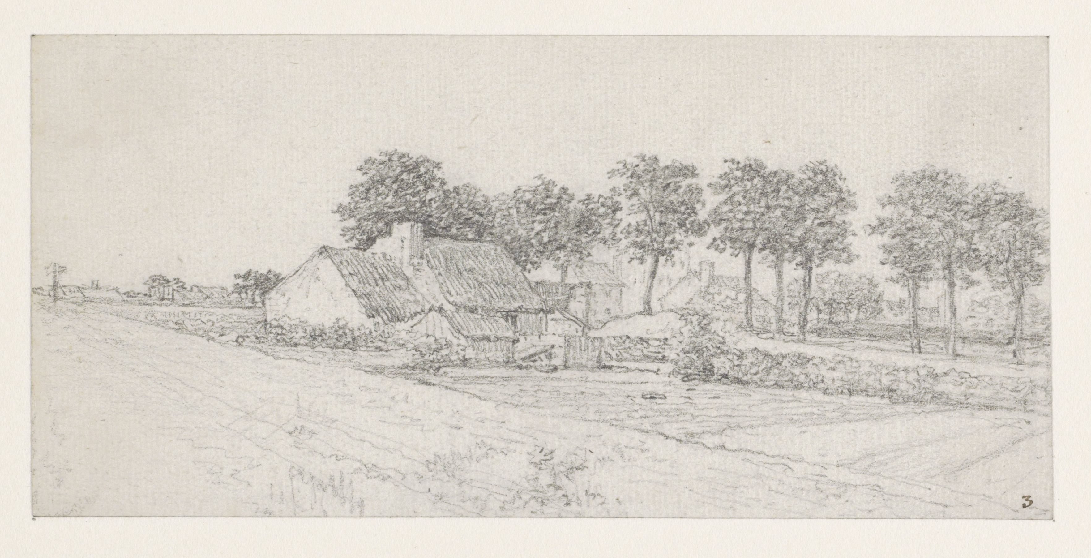 Boerderijen; op de voorgrond bebouwde velden