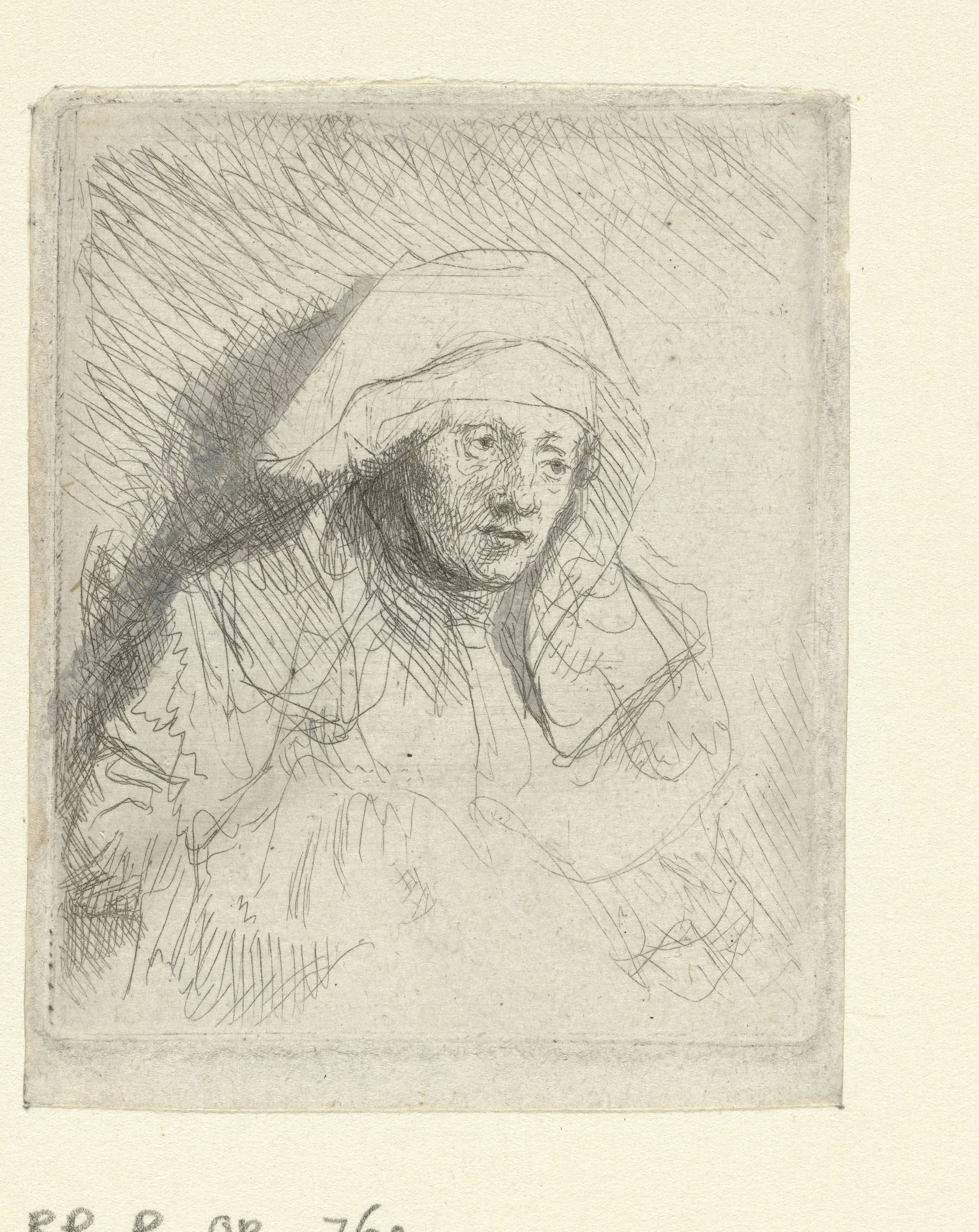 Sick woman with a large white headdress (Saskia)
