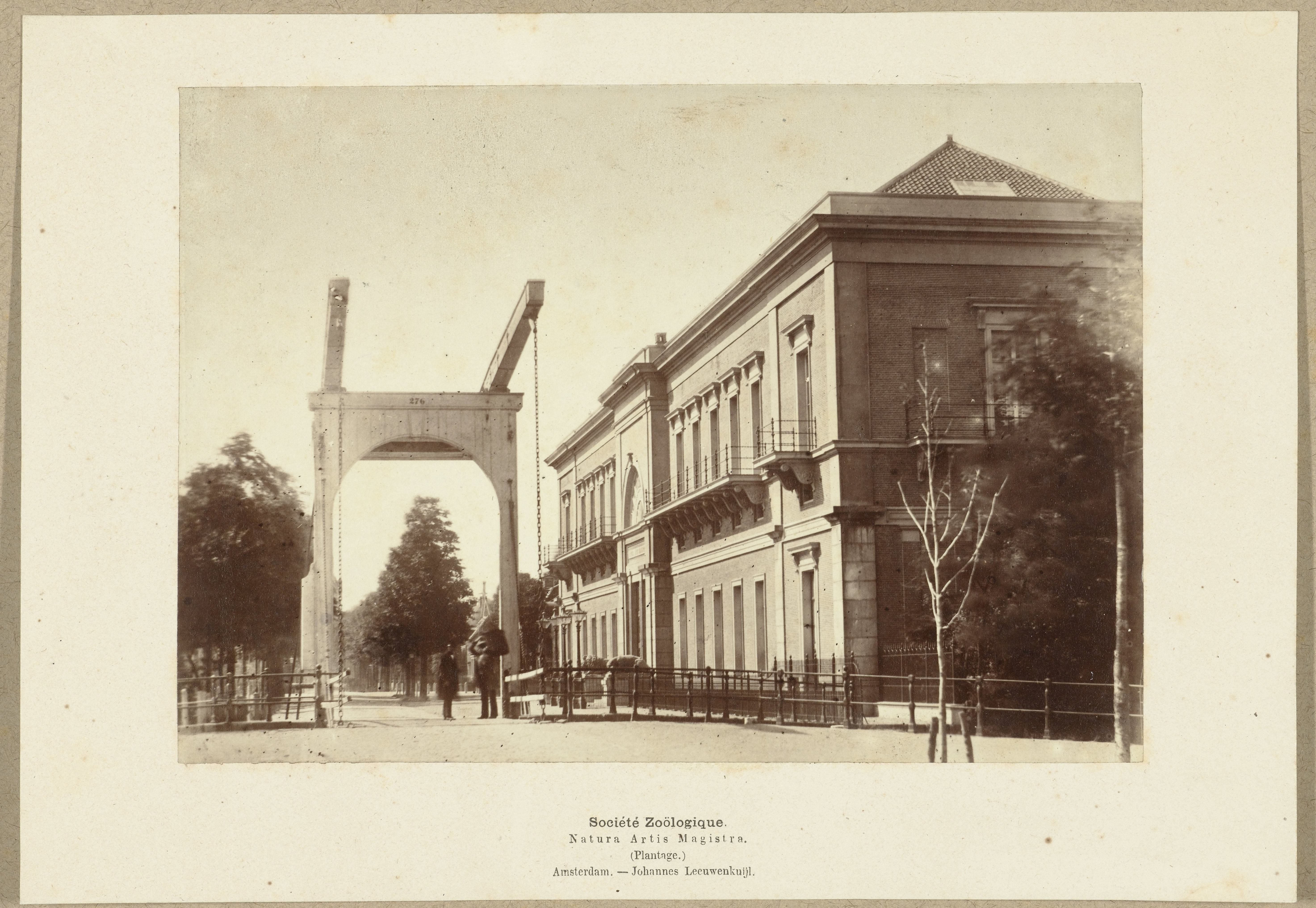 Artis en gezicht in de Plantage Middenlaan met brug, Amsterdam