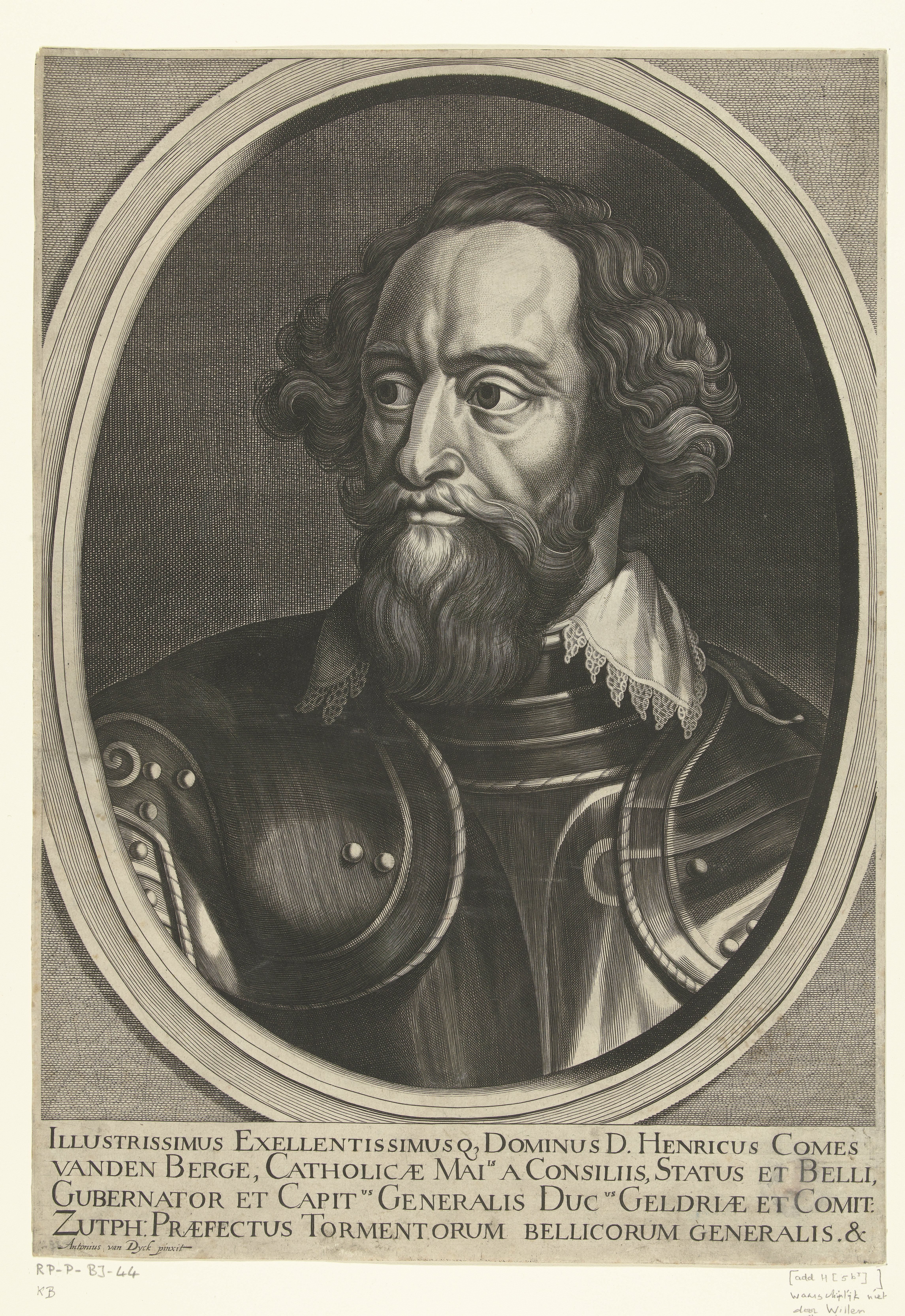Portret van Hendrik graaf van den Bergh