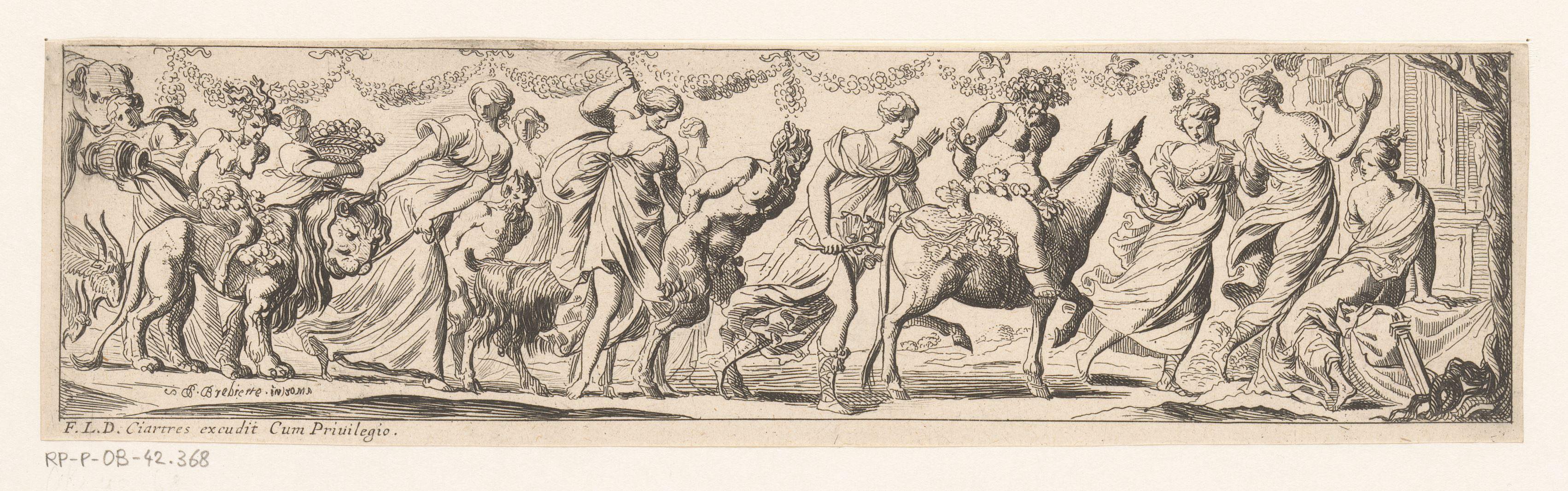 Bacchus en zijn gevolg door nimfen gevangen