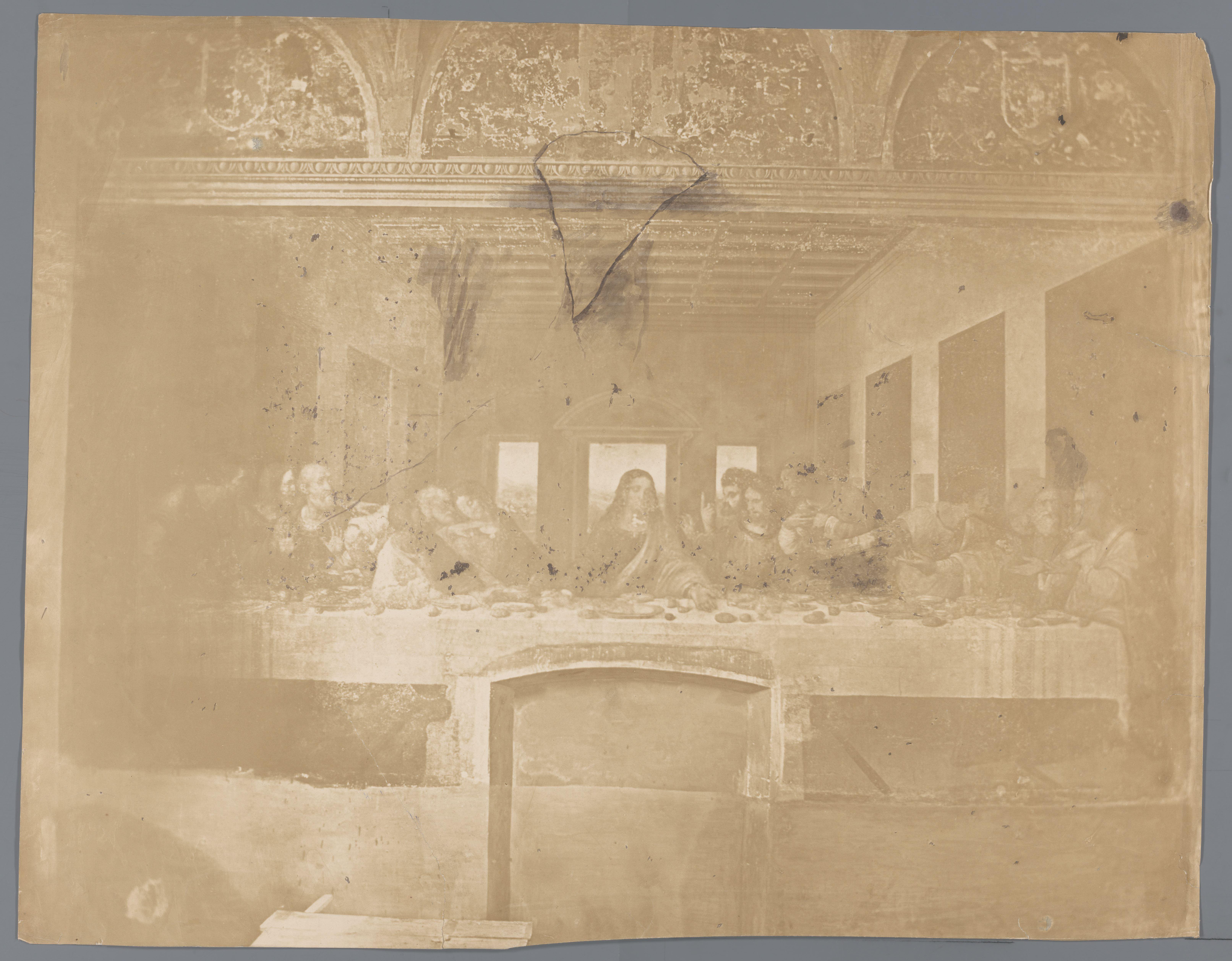 Fotoreproductie van fresco Het laatste Avondmaal door Leonardo da Vinci in het klooster Santa Maria delle Grazie