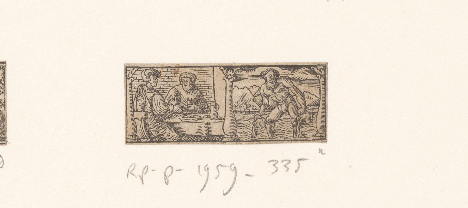 Twee mannen aan een tafel en het sterrenbeeld Waterman